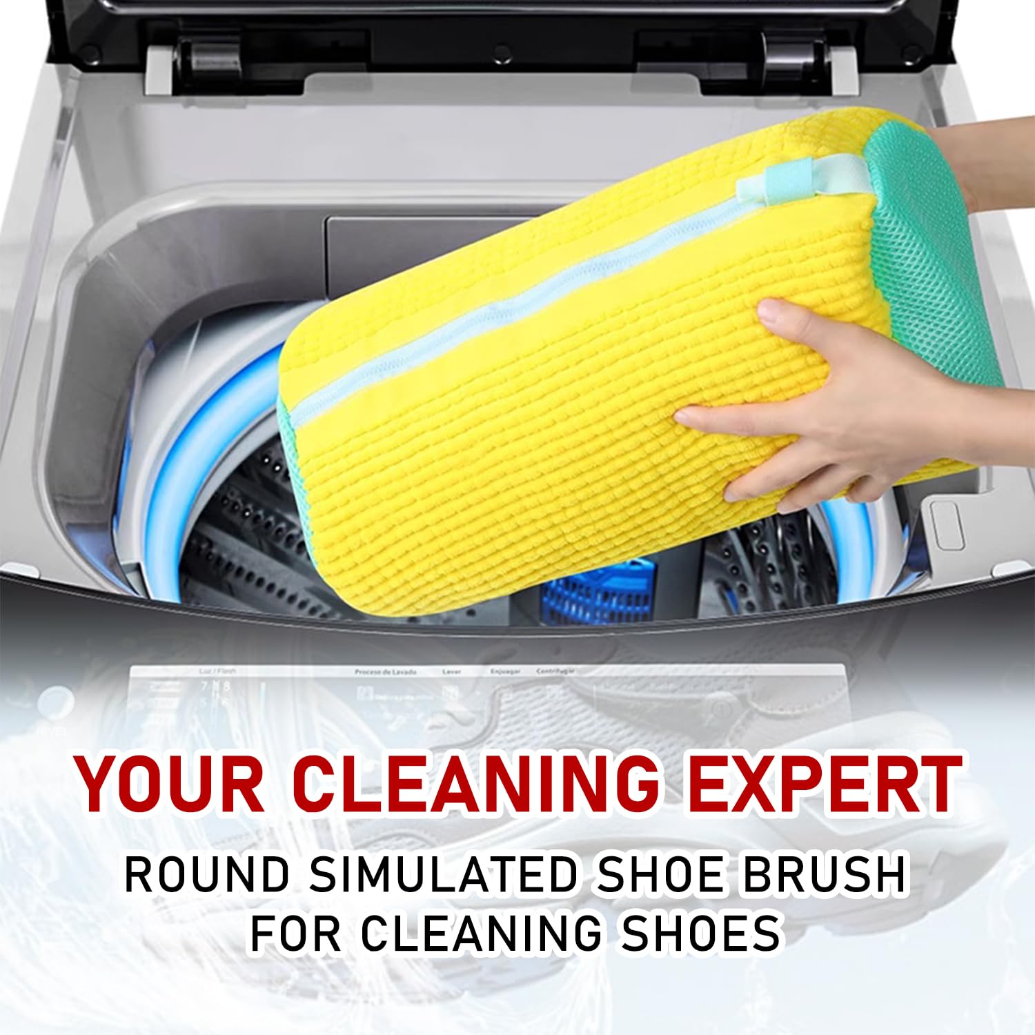Sac à Linge à Chaussures Avec Nettoyage En Profondeur à 360 °, Sac De Machine à Laver à Chaussures Avec 2 Paires D'embauchoirs Réglables, Design Durable à Fermeture éclair, Sacs à Chaussures