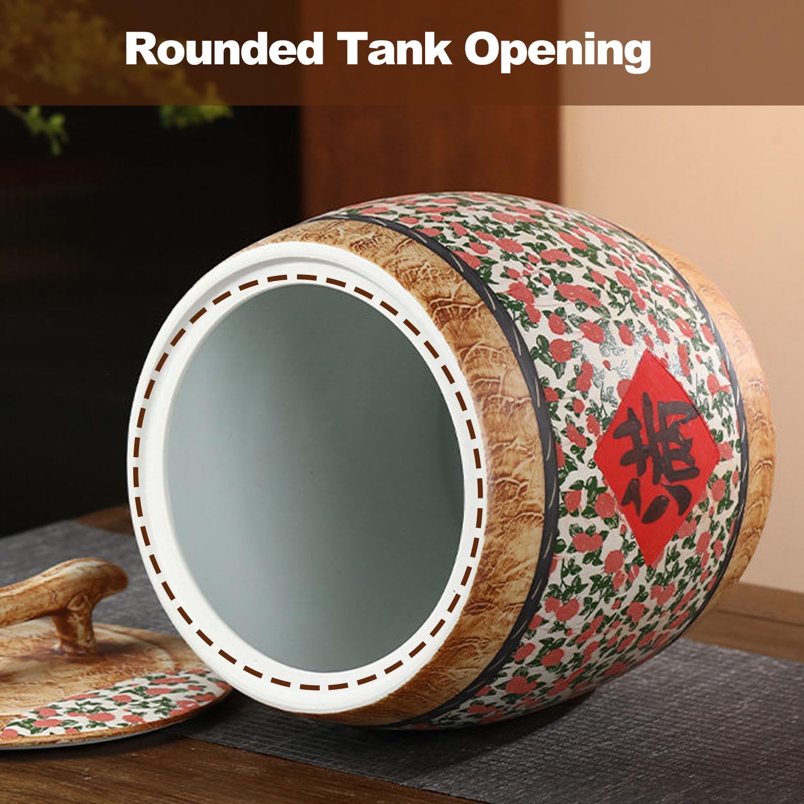 Reisglas aus Keramik mit Deckel, Getreideeimer im Chinesischen Stil mit Griff, Traditionelle Vorratsdosen for Lebensmittel for Nudeln, Snacks, Süßigkeiten(10 kg/22 lb,Green)
