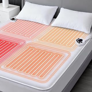 reaks King Size 4-Zone Heated Mattress Pad - Dual Control Bed Warmer, 10 Heat Levels, Preheat, Memory Timer, ETL Safe