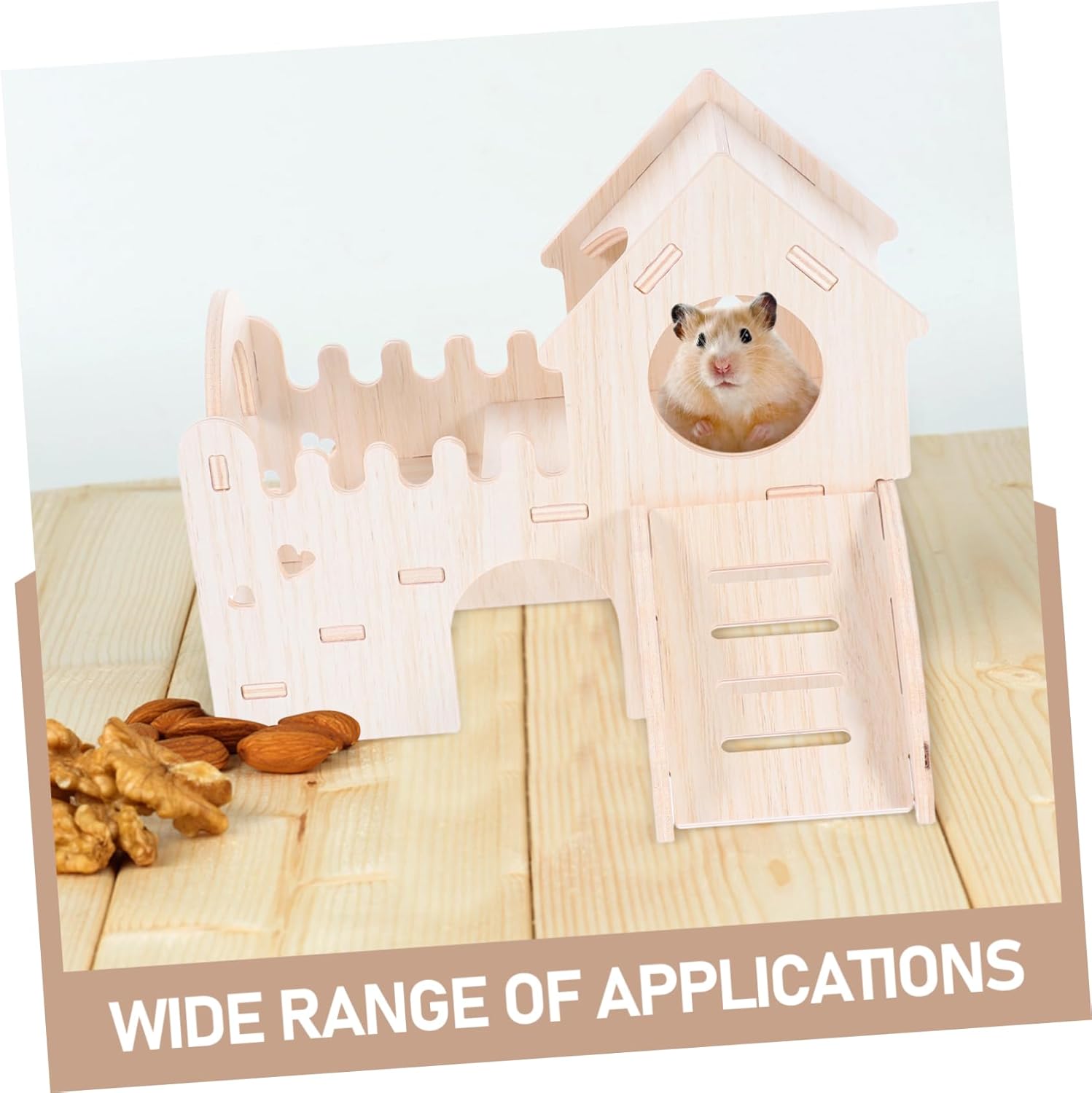 Animals Hideout with Climbing Ladder Slide Interactive Hamster House for Mice Rats Natural Wood Construction Engaging Design with Observation Window for Pet Habitat