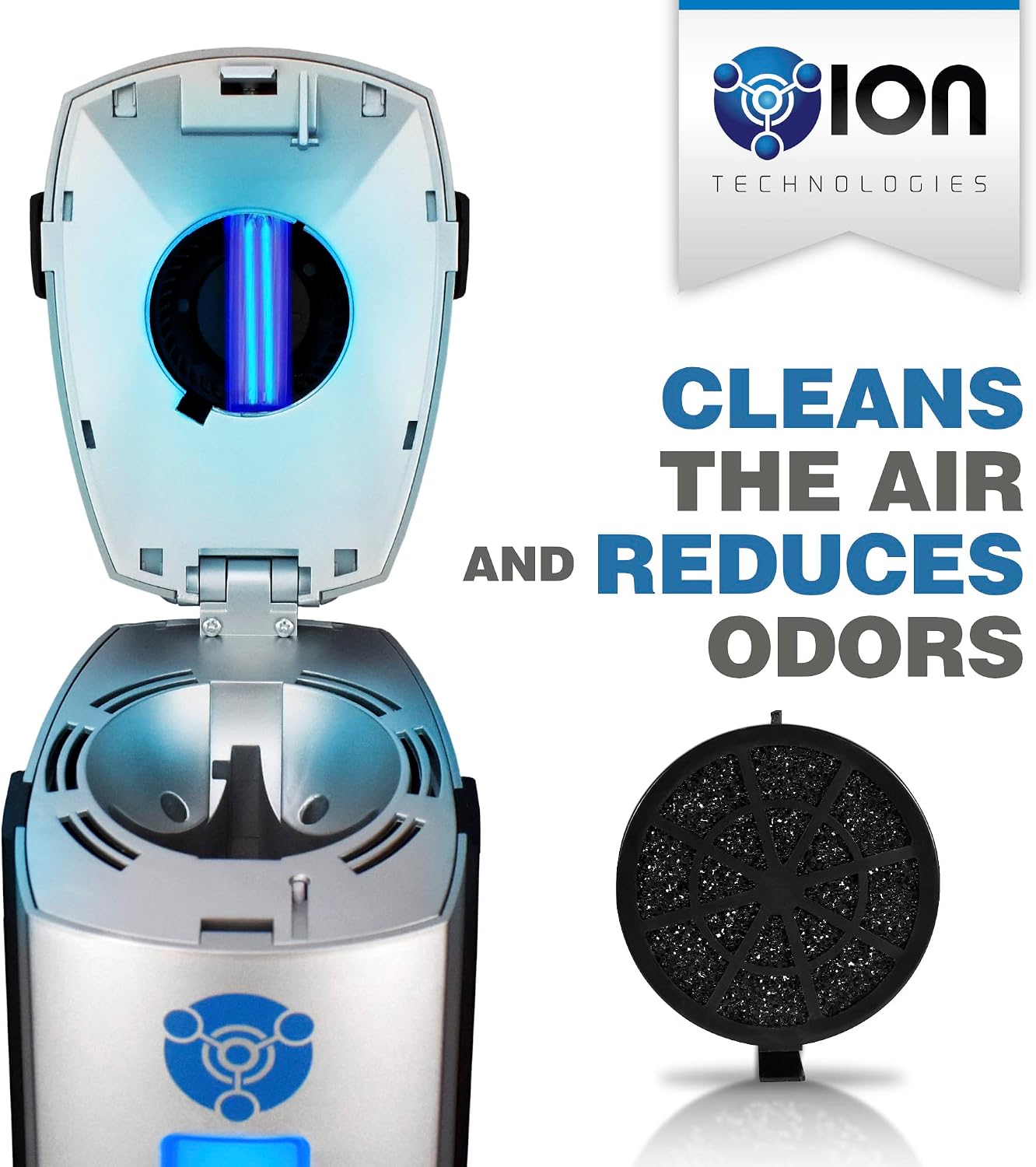 OION Technologies S-3000 Permanent Filter Ionic Air Purifier Pro Ionizer with UV-C Sanitizer, New (Silver)