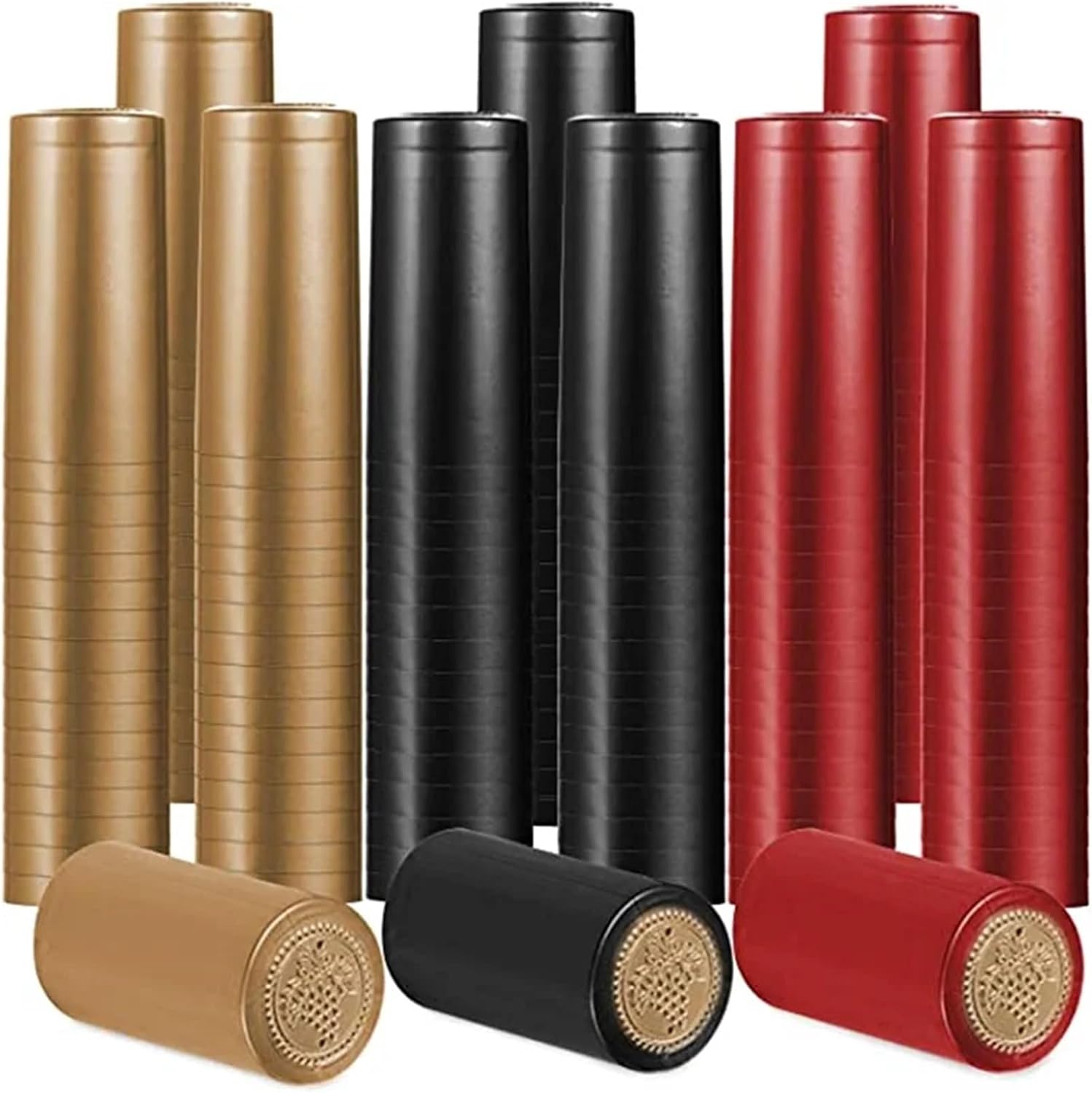 500pcs PVC Heat Shrink Capsules Wine Wrap Bottle Caps, for Home Use(Black gold)