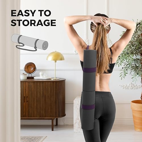 Miniatura 5 de Esterilla de yoga Esterilla de yoga Esterilla de ejercicio y fitness para hombres y mujeres con correa de transporte