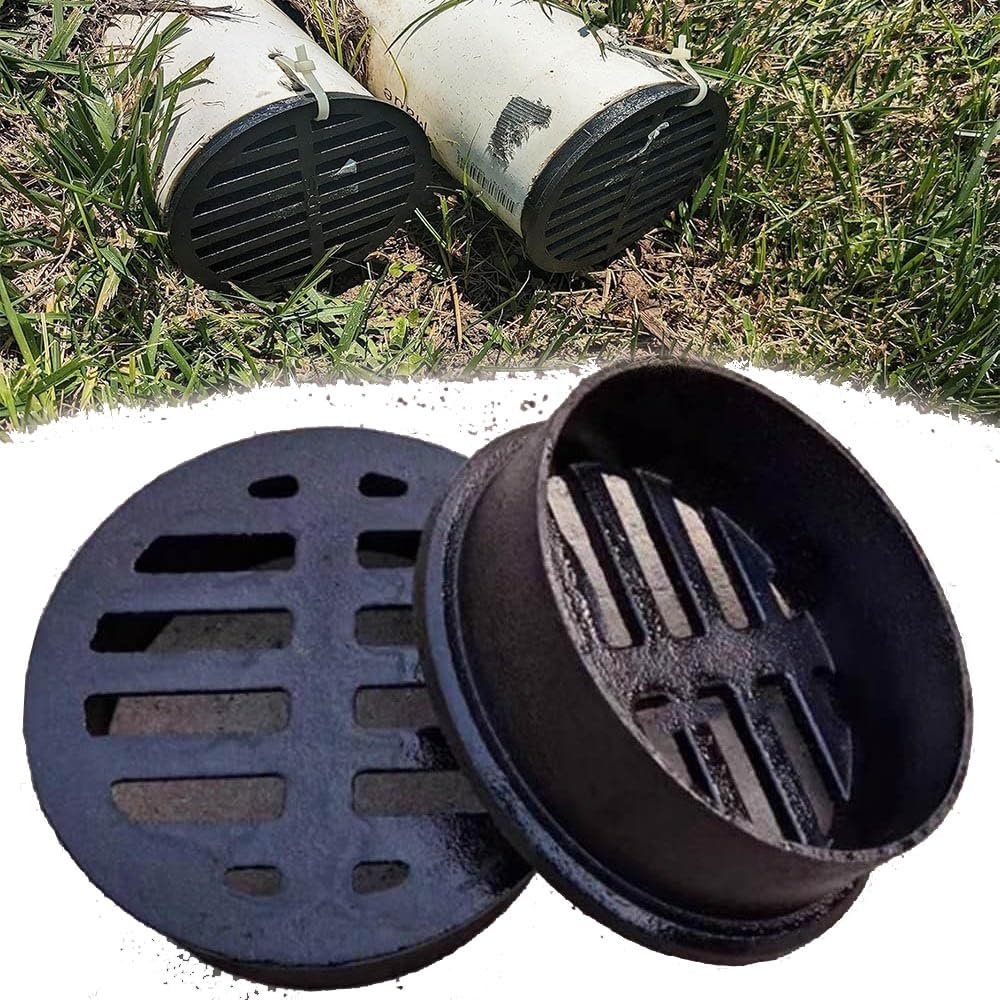 Żeliwna okrągła pokrywa odpływu podłogowego — wymienny filtr siatkowy 2/3/4/6/8 cala do użytku na zewnątrz i wewnątrz(160mm)