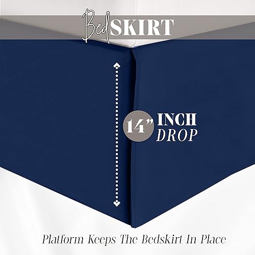 Miniatura 4 de Elegant Comfort Falda de cama sólida de 1 pieza, 1500 microfibra de calidad prémium hotelera, diseño minimalista con un aspecto moderno, fácil