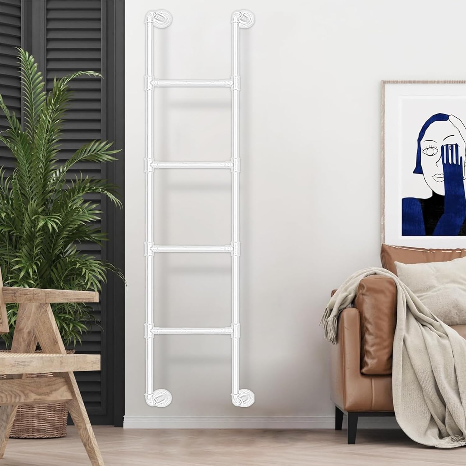 Heavy Duty Basement Egress Window Ladder, Wall Mounted Metal Bunk Bed Ladder Industrial Iron Attic Step Ladder Universal Ladders for Dorm Room Home Loft RV(105cm/41in)