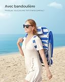 SONGMICS Chaise de Plage, Chaise Camping Pliante, avec Bandoulière, Dossier Réglable, Appui-tête, Accoudoir, 2 Pochettes Latérales, Bleu et Blanc GCB62BU - 5