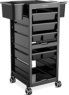 Tasalon Professional Salon Trolley Cart, Station with 4 Drawers & 2 Storage Baskets, Multipurpose Salon Station Cart