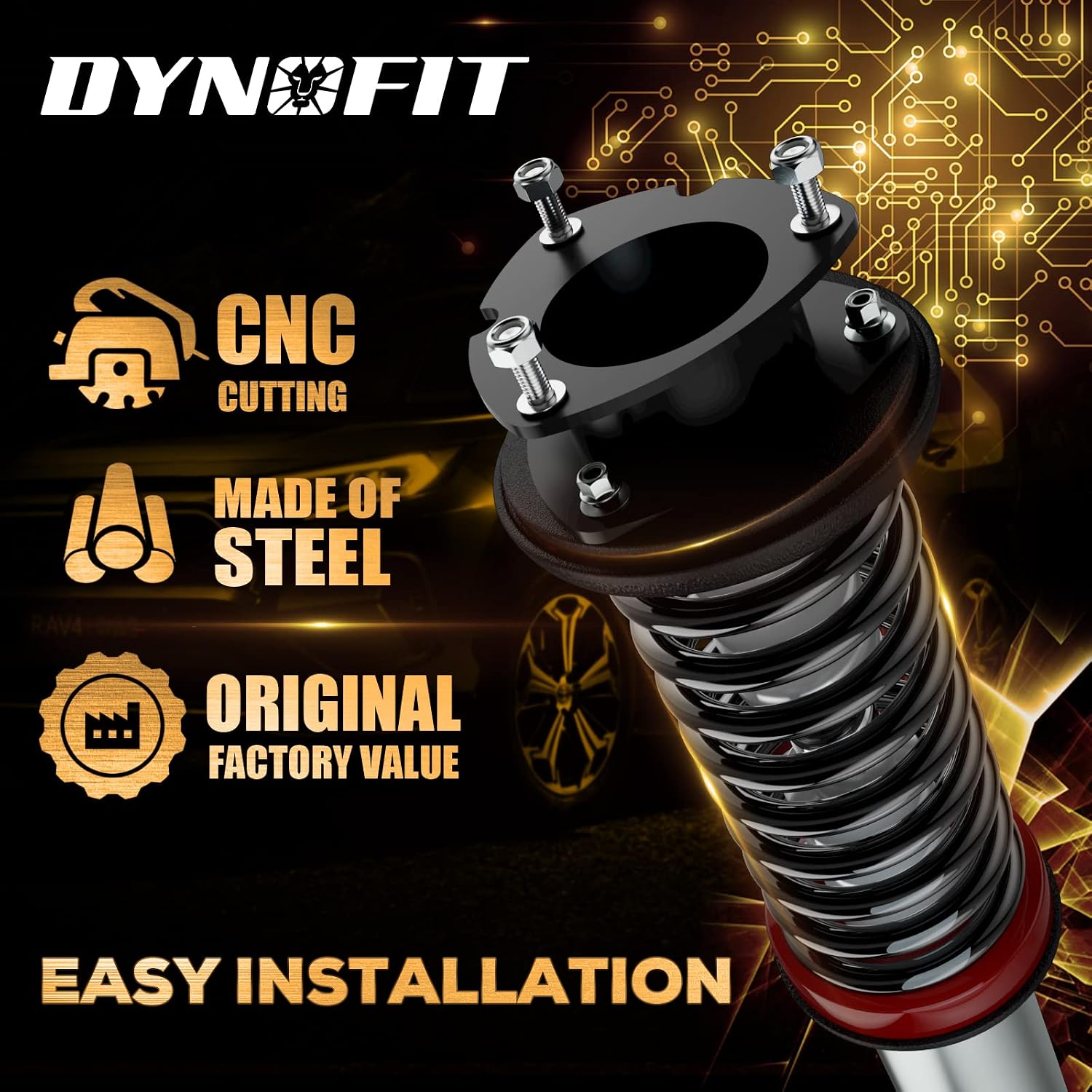 Dynofit RAV4 2.5" Front and 1.5" Rear Lift kits, Coil Spring Spacers for 2019 2020 2021 2022 2023 2024 2025 Toyo-ta RAV4