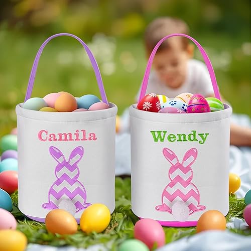 Miniatura 70 de Cestas de Pascua personalizadas para niños, cesta de Pascua, regalos de Pascua, cesta de conejo de Pascua, cesta de caza de huevos de Pascua, cesta