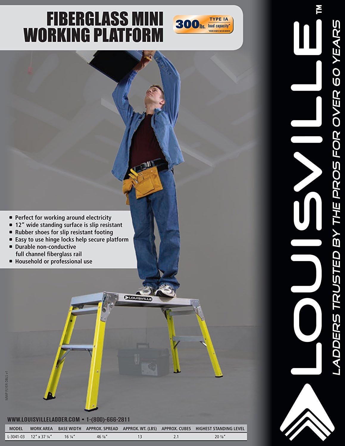 Louisville Ladder L-3042-03 Fiberglass Mini Working Platform