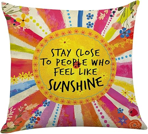 Regalos inspiradores - Funda de almohada de bonito color con luz solar, funda de cojín decorativa para sala de estar, dormitorio, decoración para