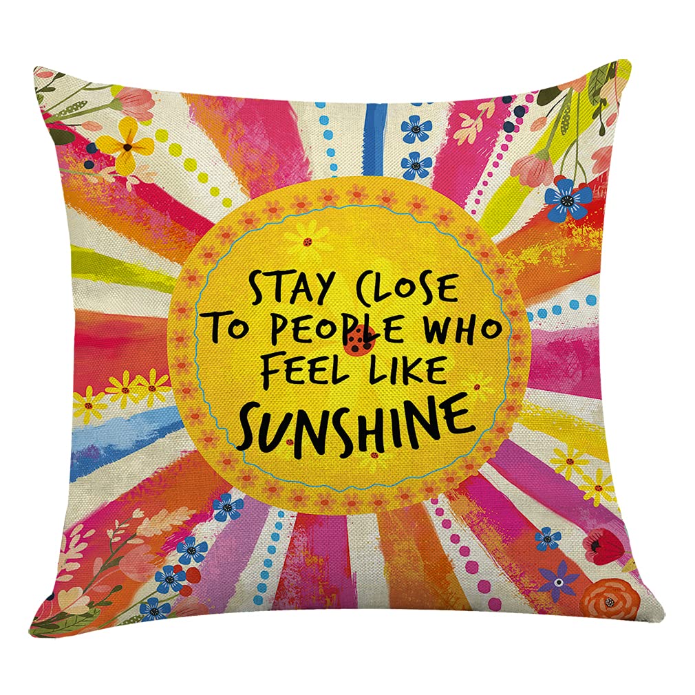 Littlefa Inspiring Gifts Cute Colour Sunshine Throw Pillow Cover Sunshine Cushion Cover Decorative Pillowcase Living Room Bedroom Decor for Girls Friends Daughter Niece Women - Stay Close