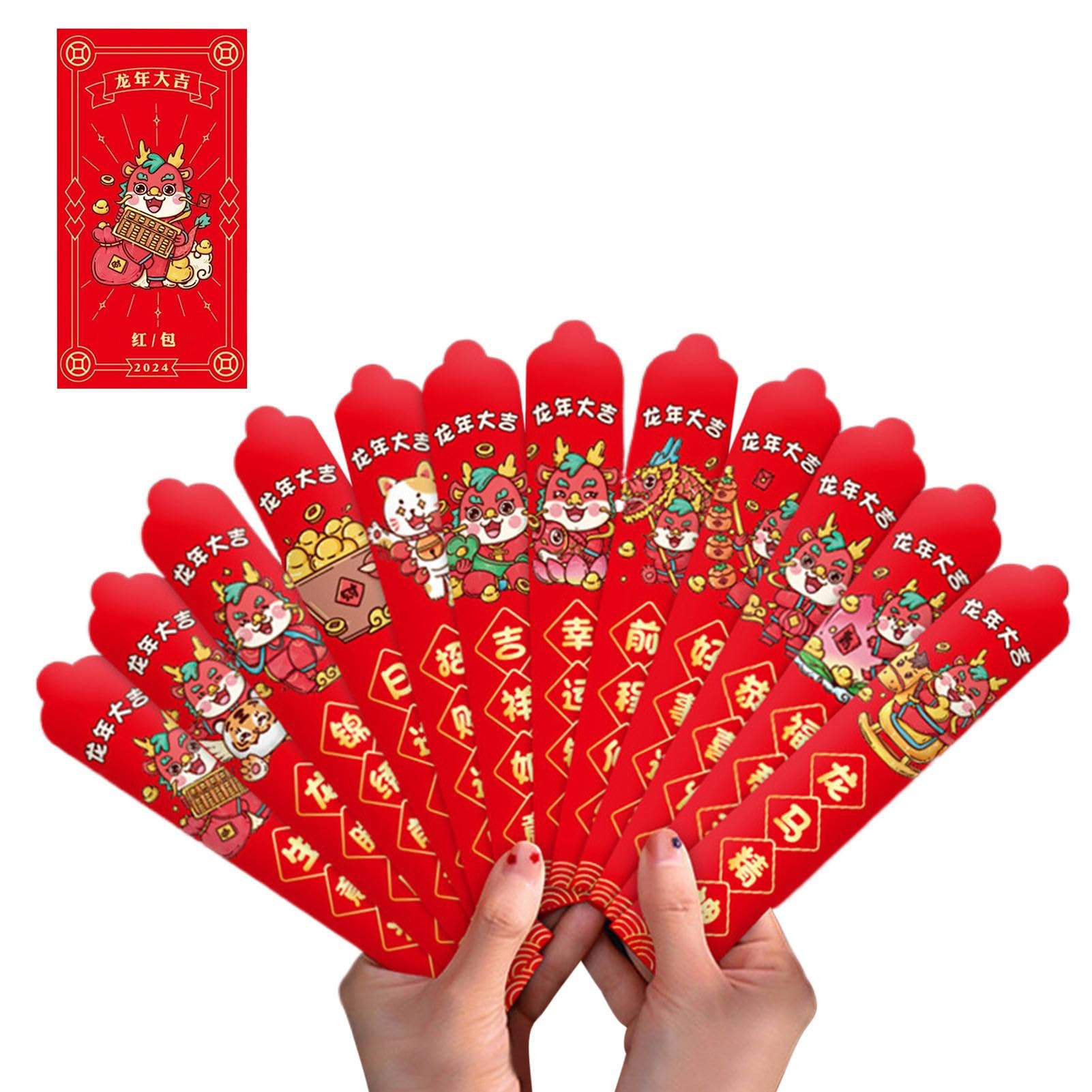 F FABOBJECTS® Lucky Money Envelopes,Year of the Blessing Pockets | Red Packets with 12 Lucky Draw Lots Lucky Money Pockets for Chinese Lunar New Year-image-42