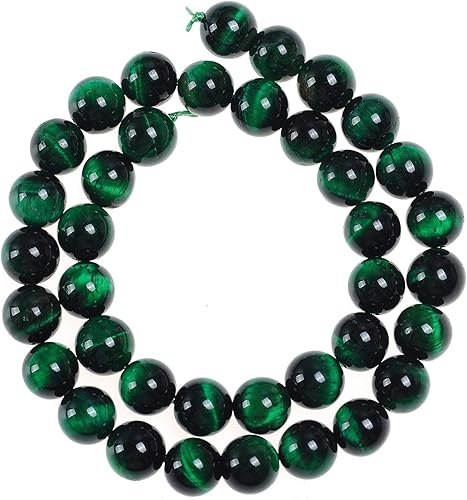 Miniatura 4 de Cuentas de piedra natural a granel, cuentas de piedras preciosas para hacer joyas (ojo de tigre verde, 0.236 pulgadas)