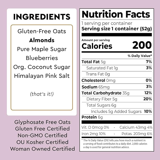 Mylk Labs Avena Proteica con Arándanos y Maple, Sin Gluten, Vegano, Pack de 6 miniatura 2