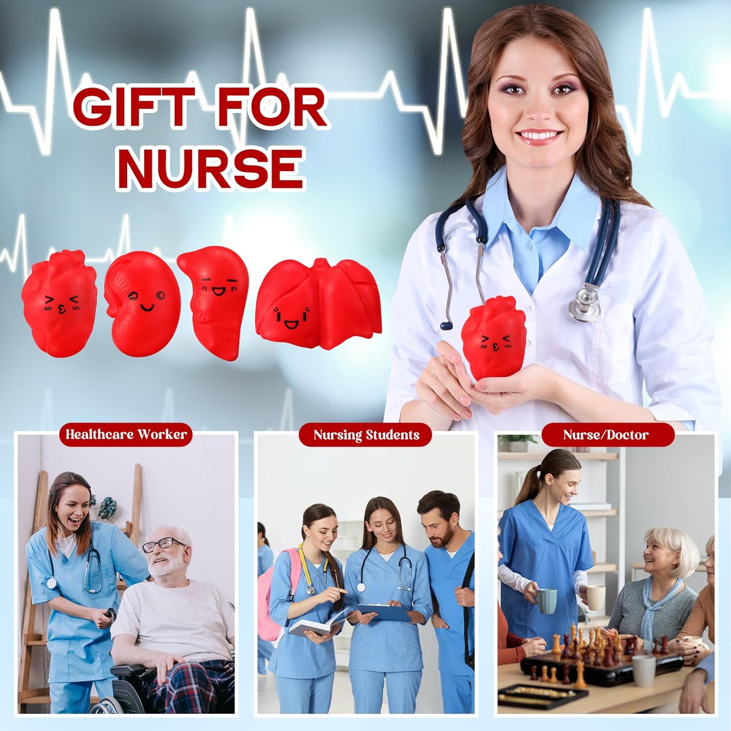 Arrowbash 20 Pcs 2026 Nurse Appreciation Week Gifts Stress Balls Bulk Nurse Thank You Relief Stress Ball Nursing Assistants Adult Medical Work Team Graduation Gifts (Adorable Style)