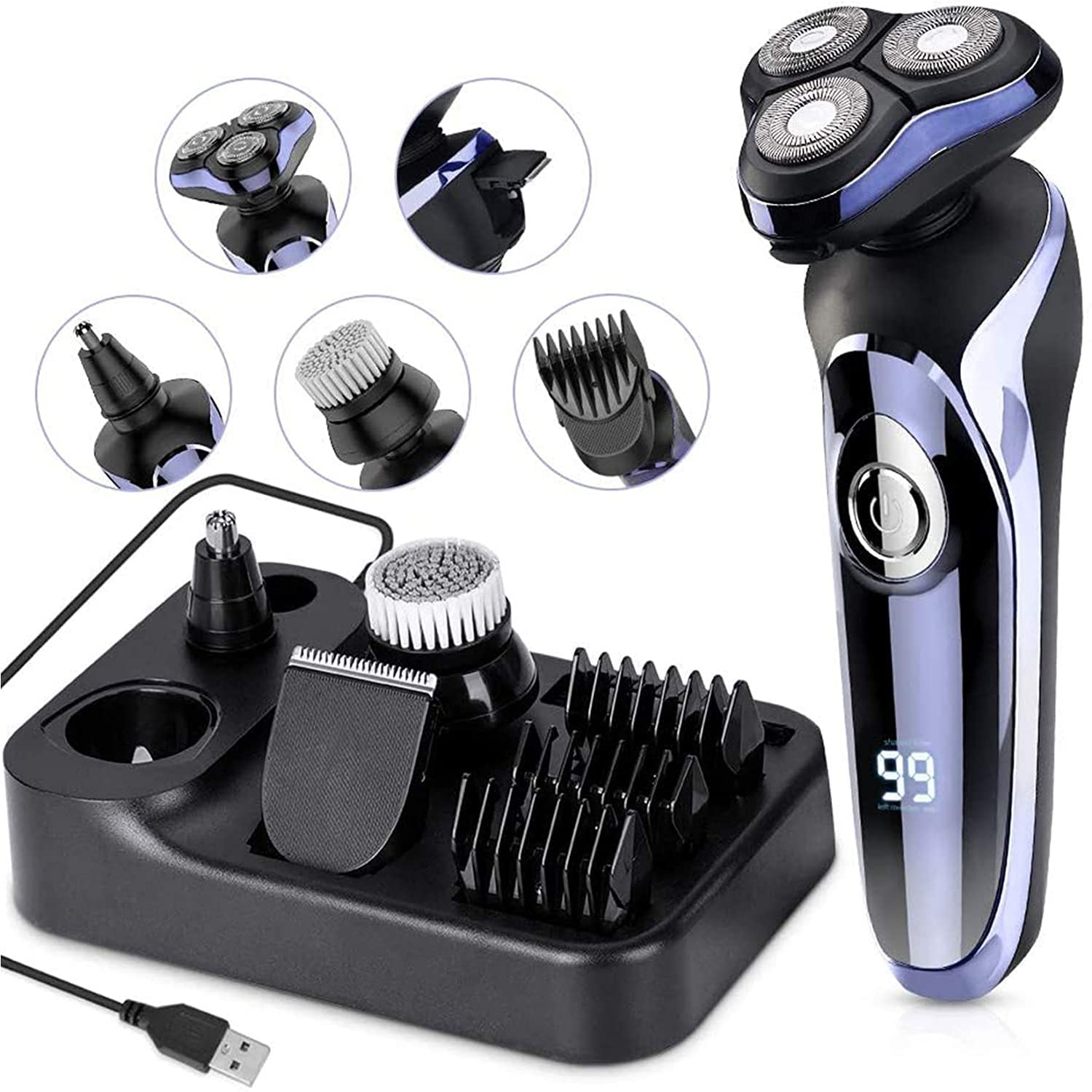 Head Shavers for Bald Men 5 in 1 Electric Razor for Men Hair Clipper Rotary Shaver Beard Trimmer