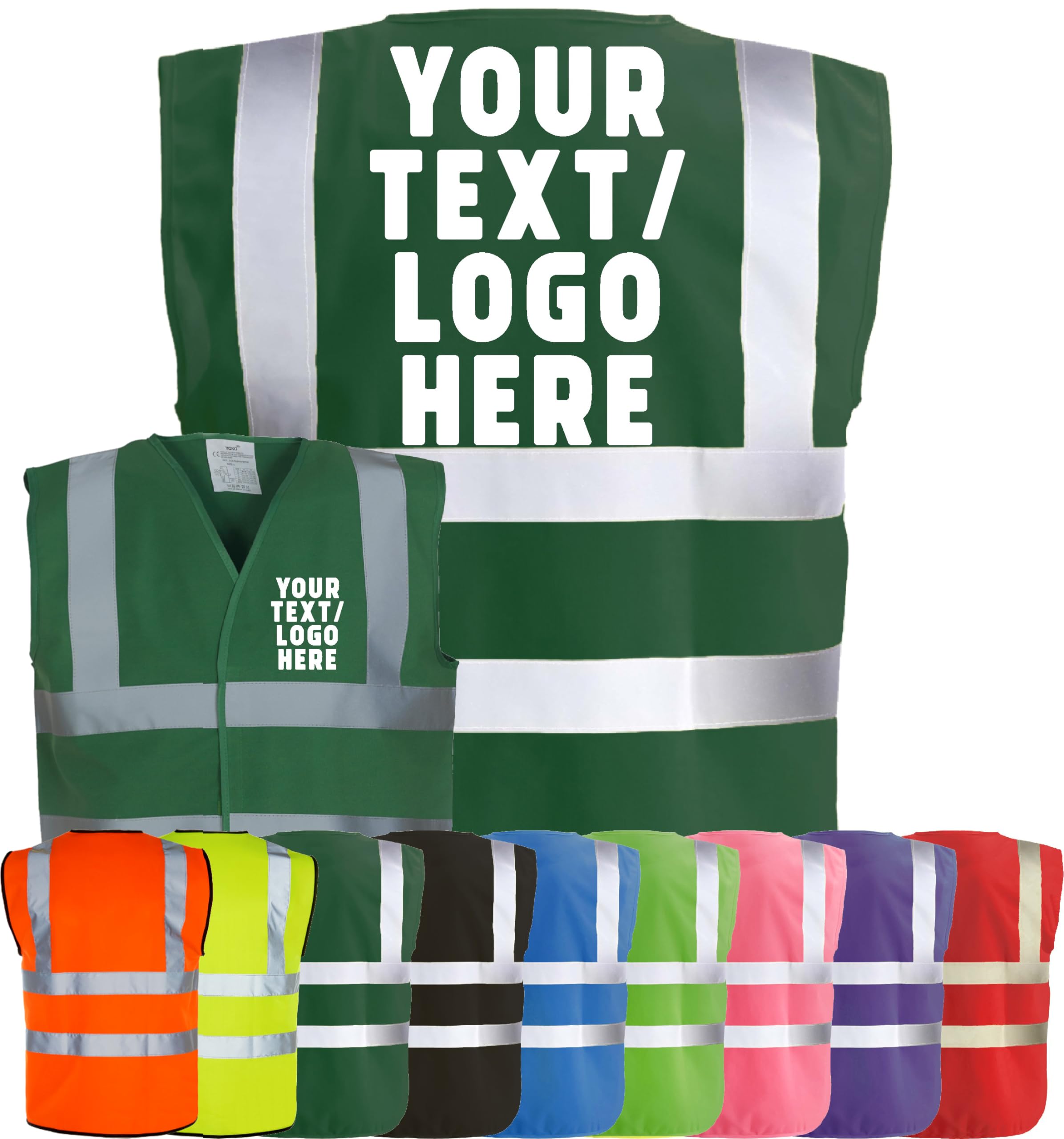 Corporate Togs Personalised Custom Printed Hi-Vis Vest - Printed High Visibility Safety Vest with Reflective Bands & Braces, Fully EN471 Health & Safety Compliant - Safety Apparel
