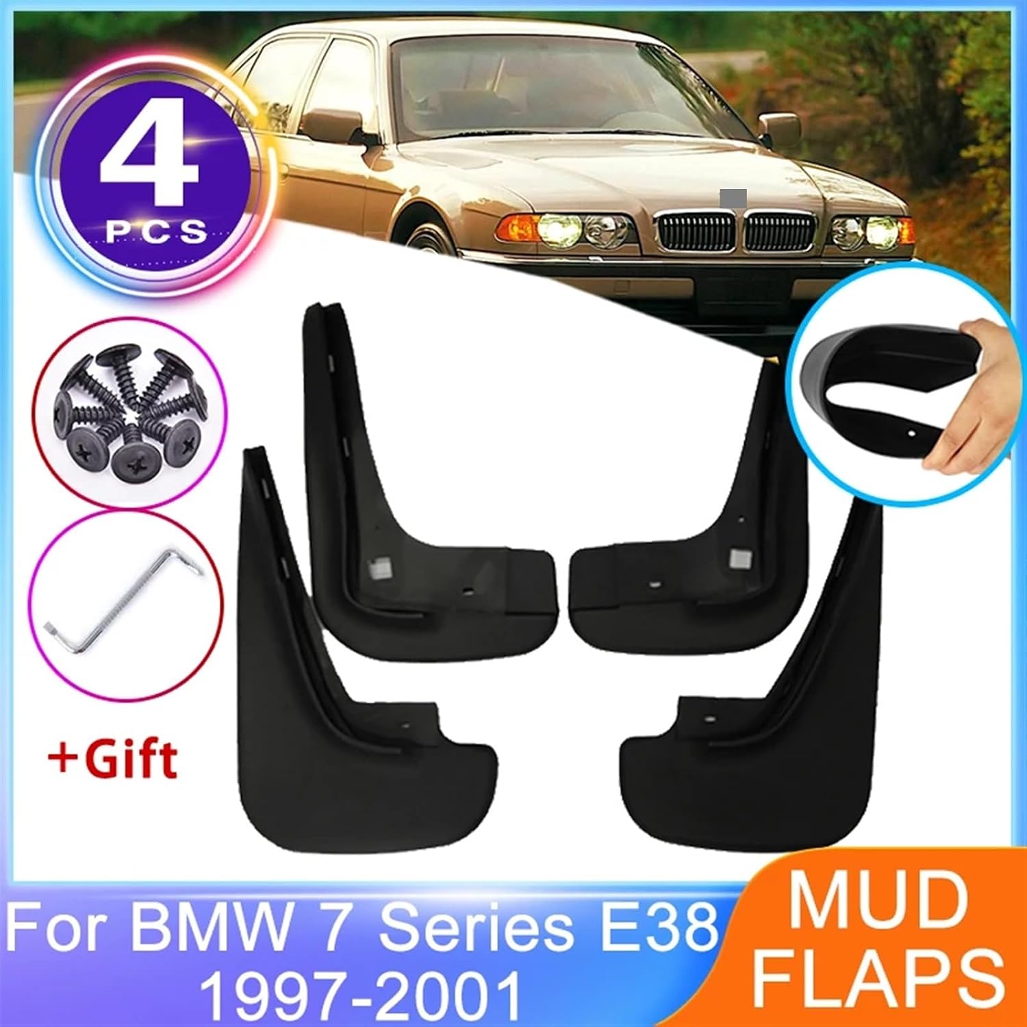Mudguards For bmws 7 Series E38 1997 1998 1999 2000 2001 Front Rear Mudflaps Wheel Protector fenders Splash Guards Car Accessories