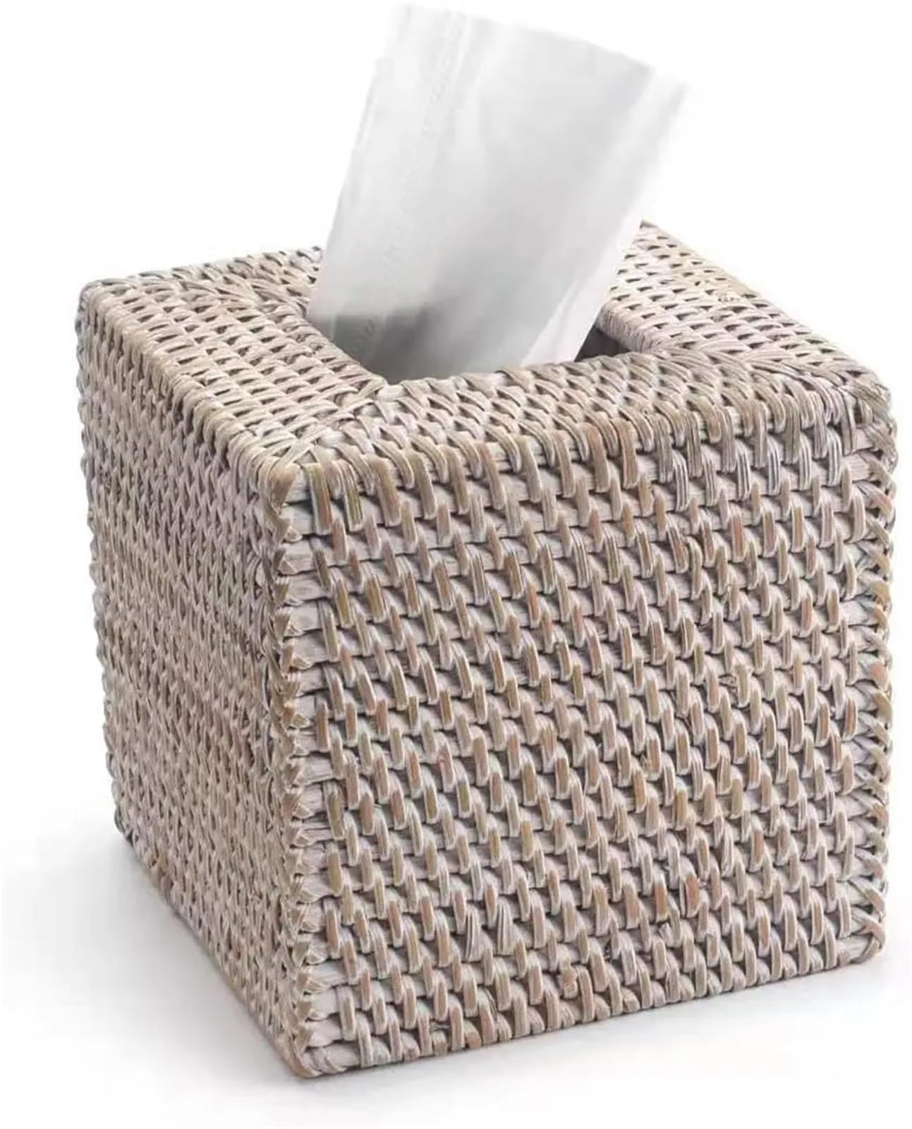Rattan Tissue Box Cover Rectangle Wicker Holder For Living Room, Bathroom, Kitchen, Bedroom For Living Room,Dining Table(Beige)