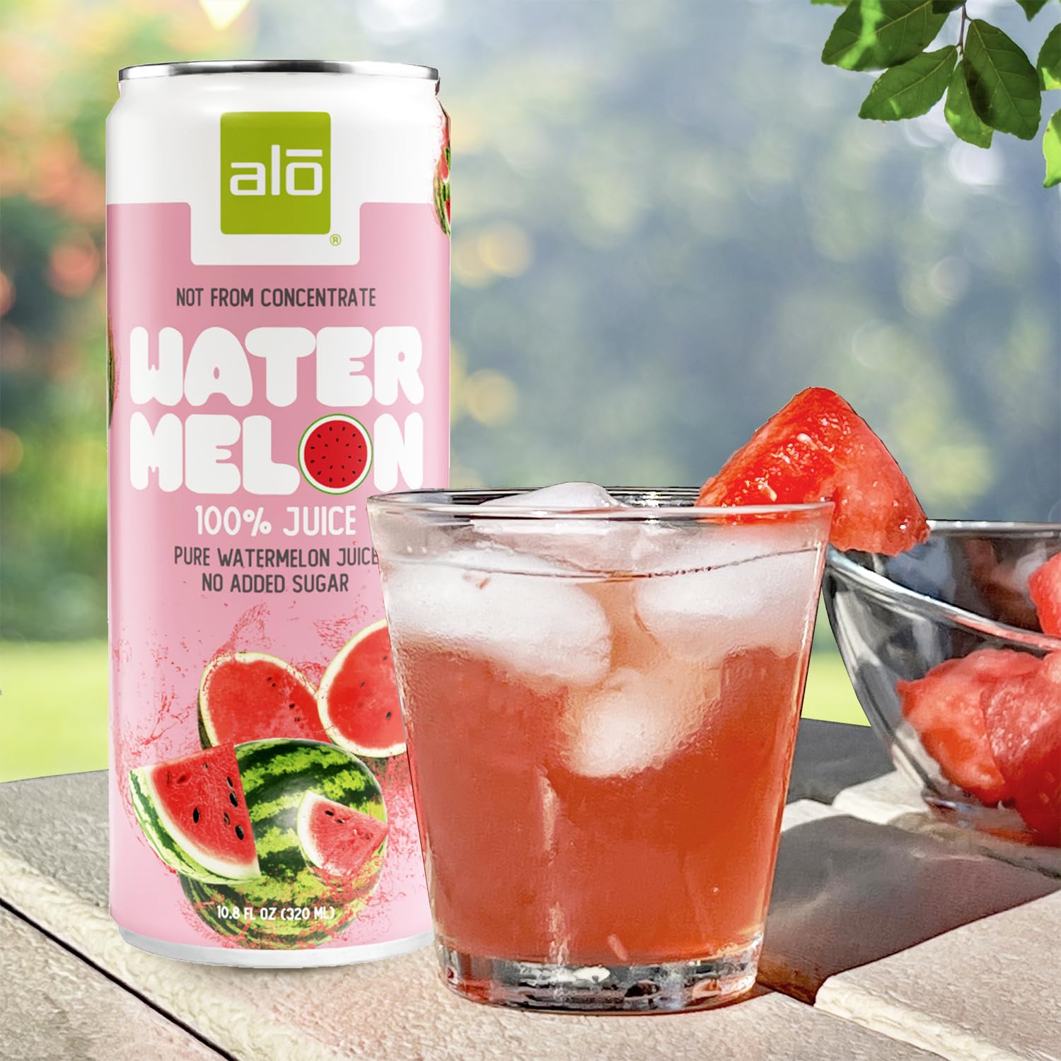 ALO Slim Can Juice | Watermelon Juice | Not from Concentrate | 10.8oz Cans (Pack of 12)