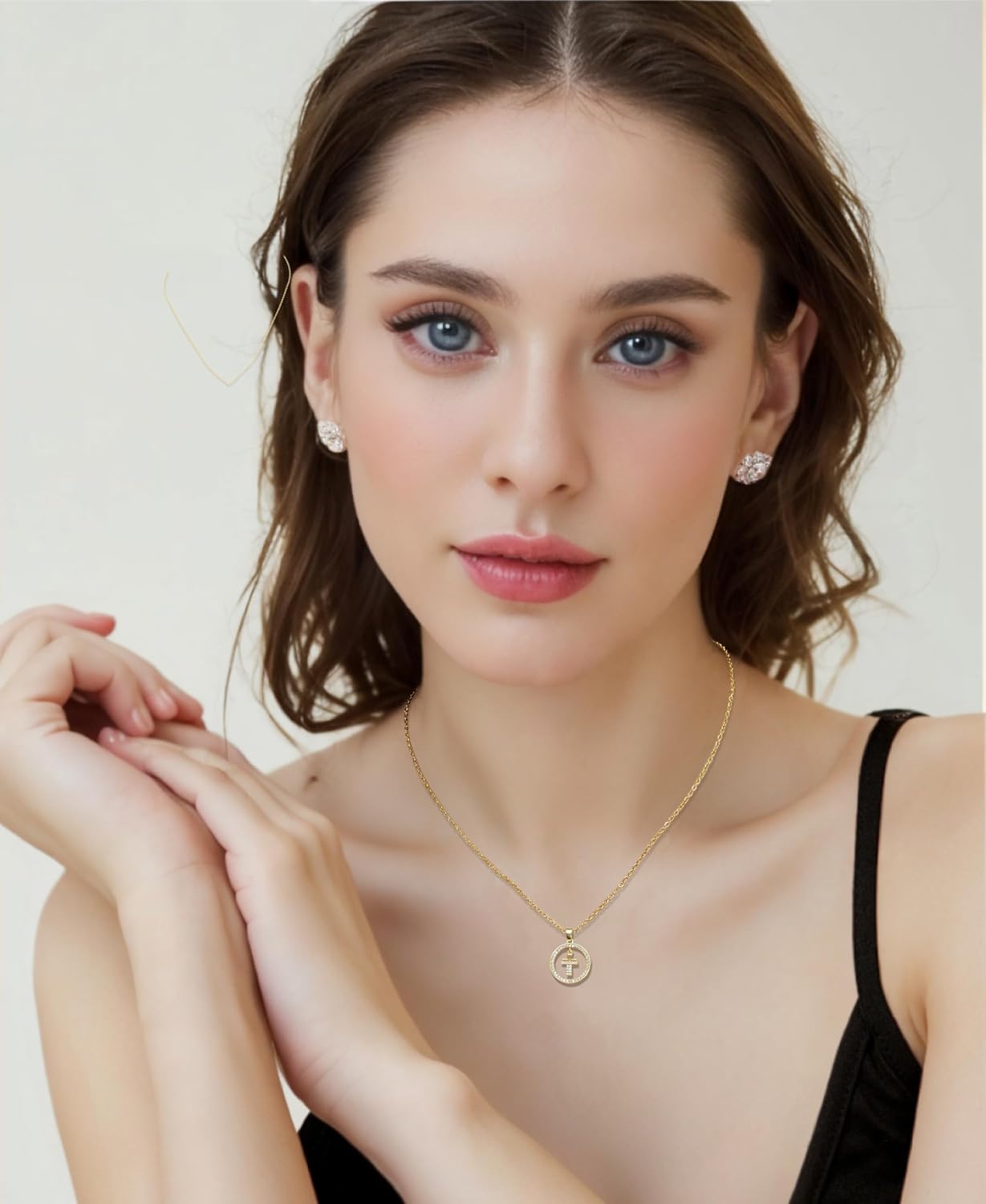 Diamond Cross Pendant Gold Necklace for Women in 14K Plated - Dainty God Lords Prayer Religious Cross Jewelry Gifts for Women - Image 4