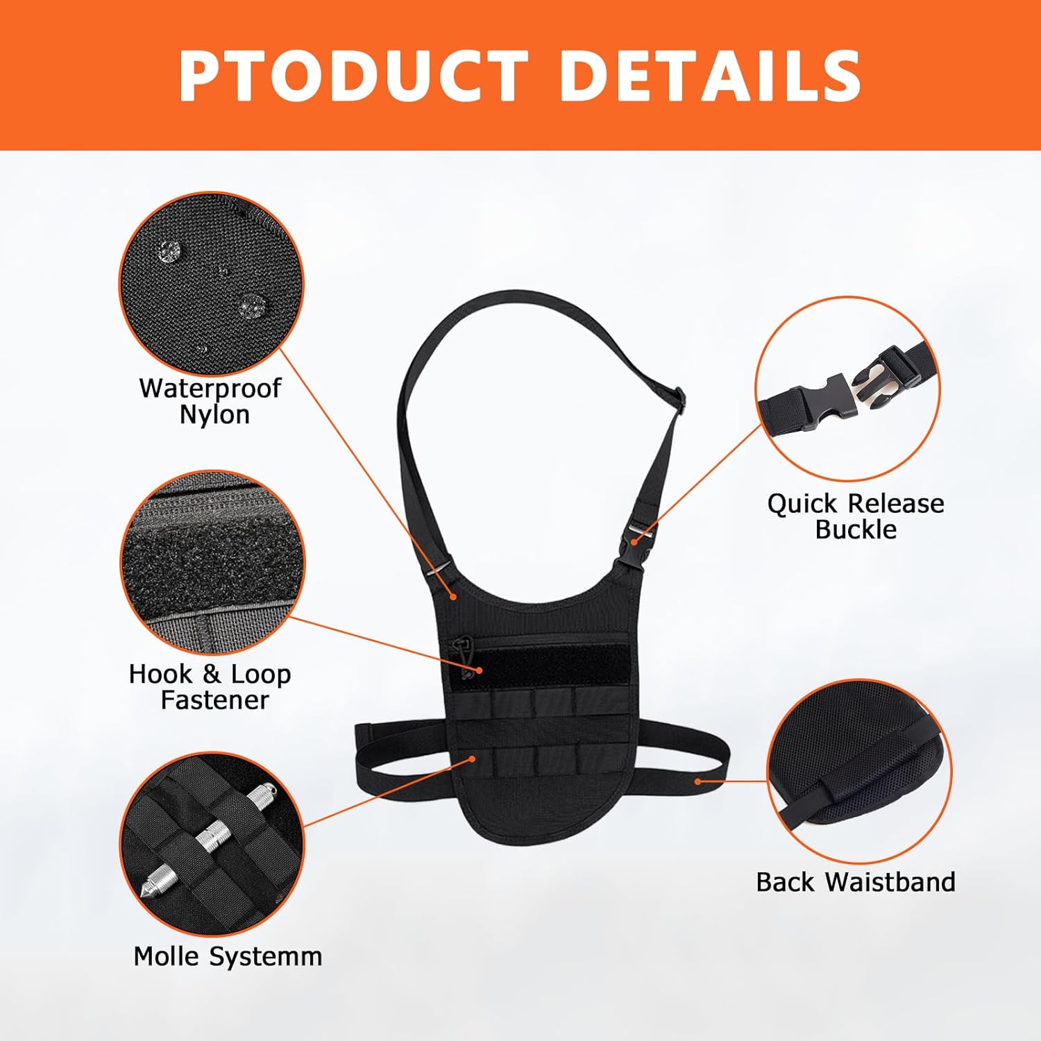 Underarm Shoulder Bag Adjustable Hidden Crossbody Belt Pouch for Outdoor Tools Travel (Sling Bag)