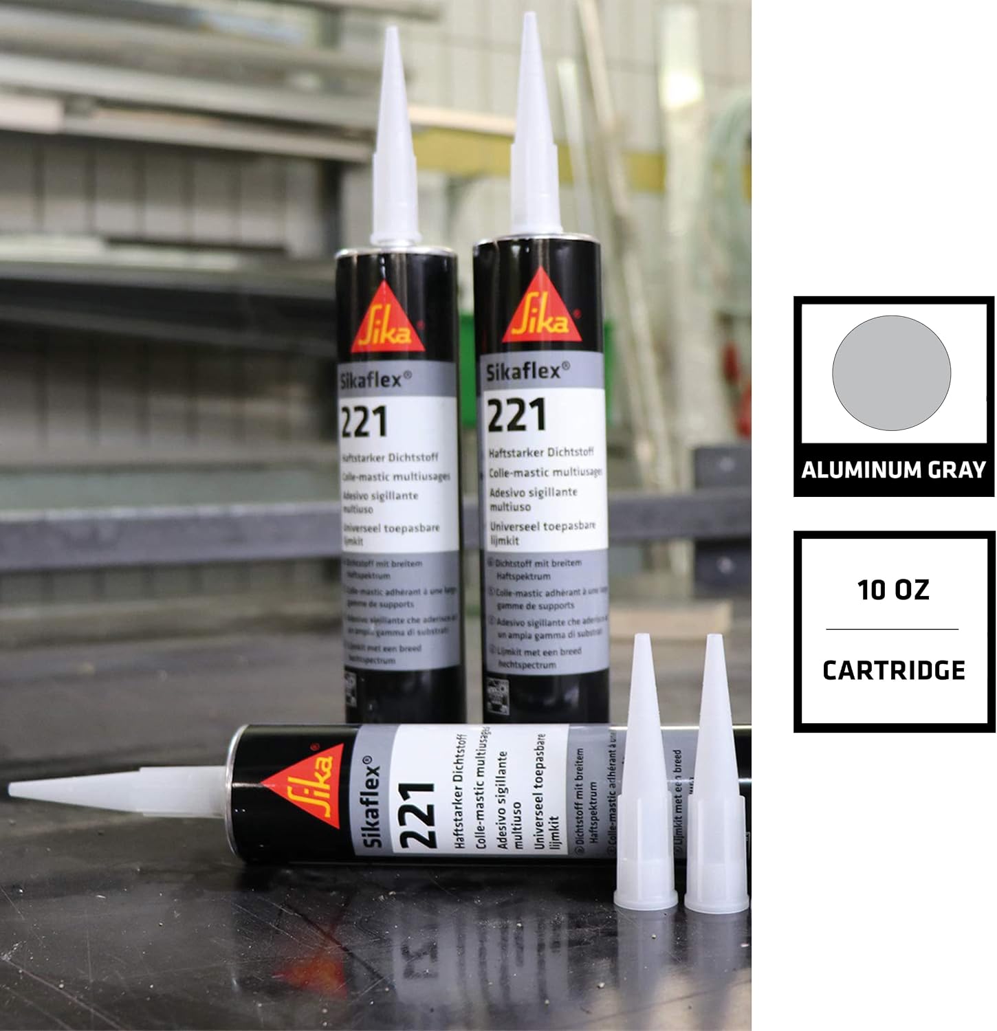 SIKA 90892 Aluminum Gray, multi-purpose sealant/adhesive, polyurethane fast curing sealant, 10.1 fl. oz Cartridge