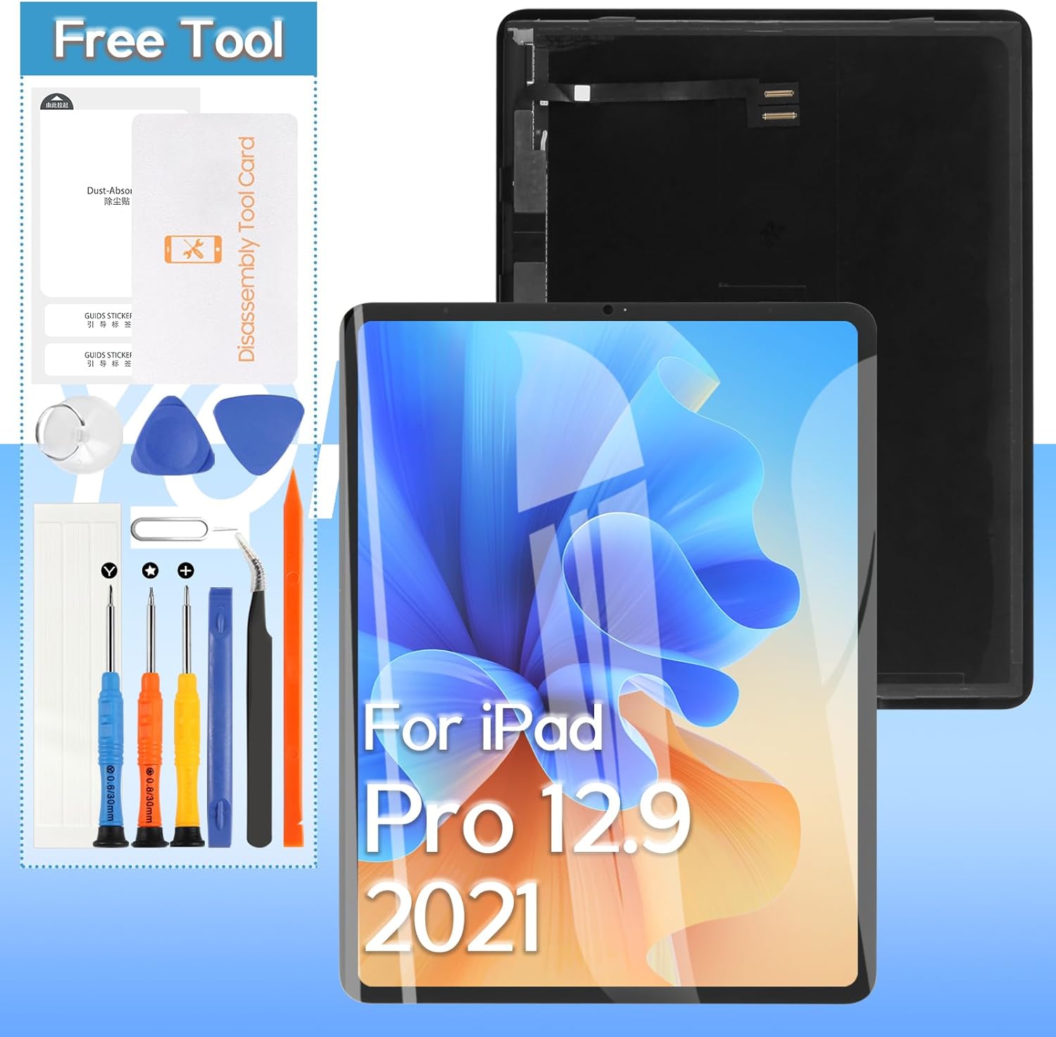 Screen Replacement for iPad Pro 12.9 5th 2021 A2379, A2461, A2462,for iPad Pro 12.9 6th 2022 A2764, A2437, A2766, A2436 12.9" LCD Display Touch Digitizer Assembly with Tools