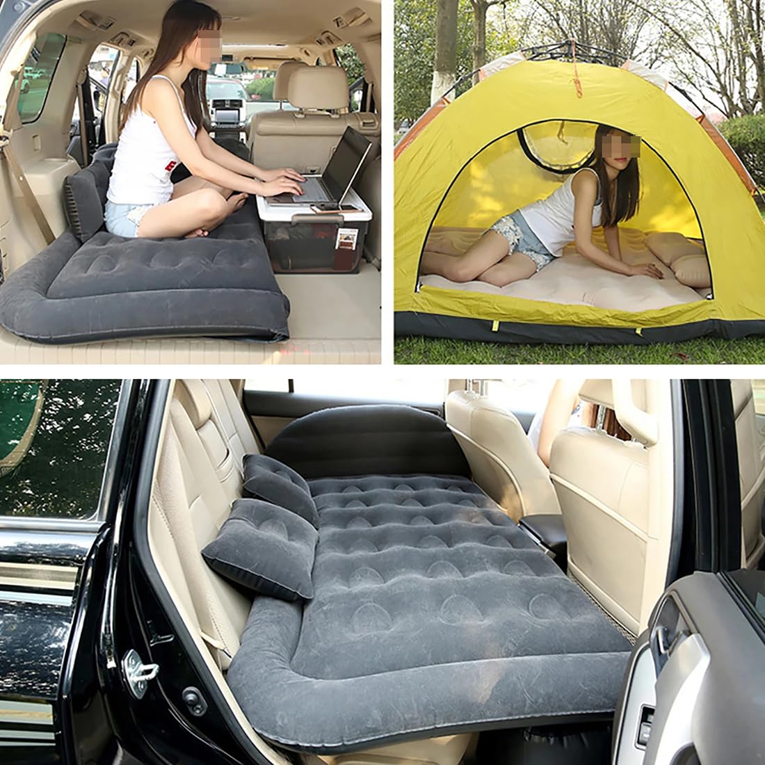Letto Gonfiabile per Auto per VW Golf Sportsvan 2014-2020,Materasso Gonfiabile da Viaggio,Materasso per Bagagliaio del Sedile Posteriore,Letto Ad Aria,Black-Black