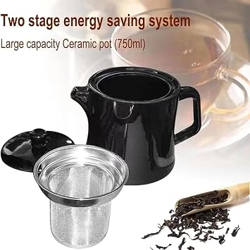 Electric Tea Maker with Keep Warm Function, Stainless Steel Construction for Coffee and Tea Preparation