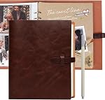 RECUTMS Photo Album 4x6 200 Photos with Writing Space, Leather Cover(Brown) | 30 Writing Paper, 6-Ring Binder, DIY Scrapbook, Memory Book, Wedding Family Anniversaries Baby Travel Graduation & Gift