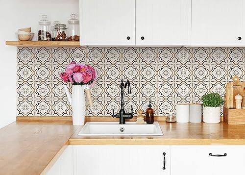 Miniatura 5 de Mi Alma Colección de calcomanías para azulejos de chimenea, juego de 24 unidades, calcomanías para azulejos en muro para baño, cocina (marrón