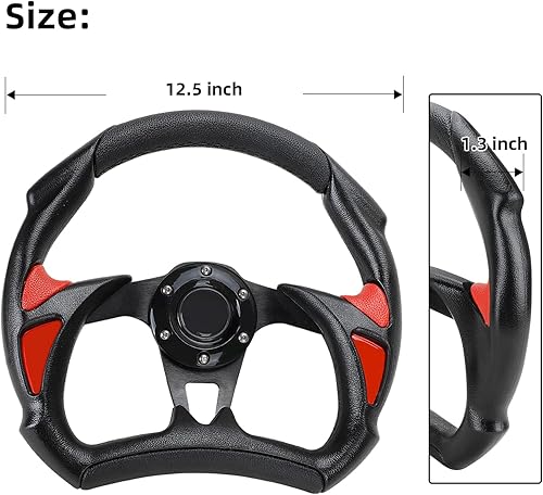 Miniatura 6 de Roykaw Volante de carrito de golf de 12.5 pulgadas O.D Racing Style Volante compatible con EZGO RXVTXTMedalist, Club Car DSPrecedentTempo, Yamaha