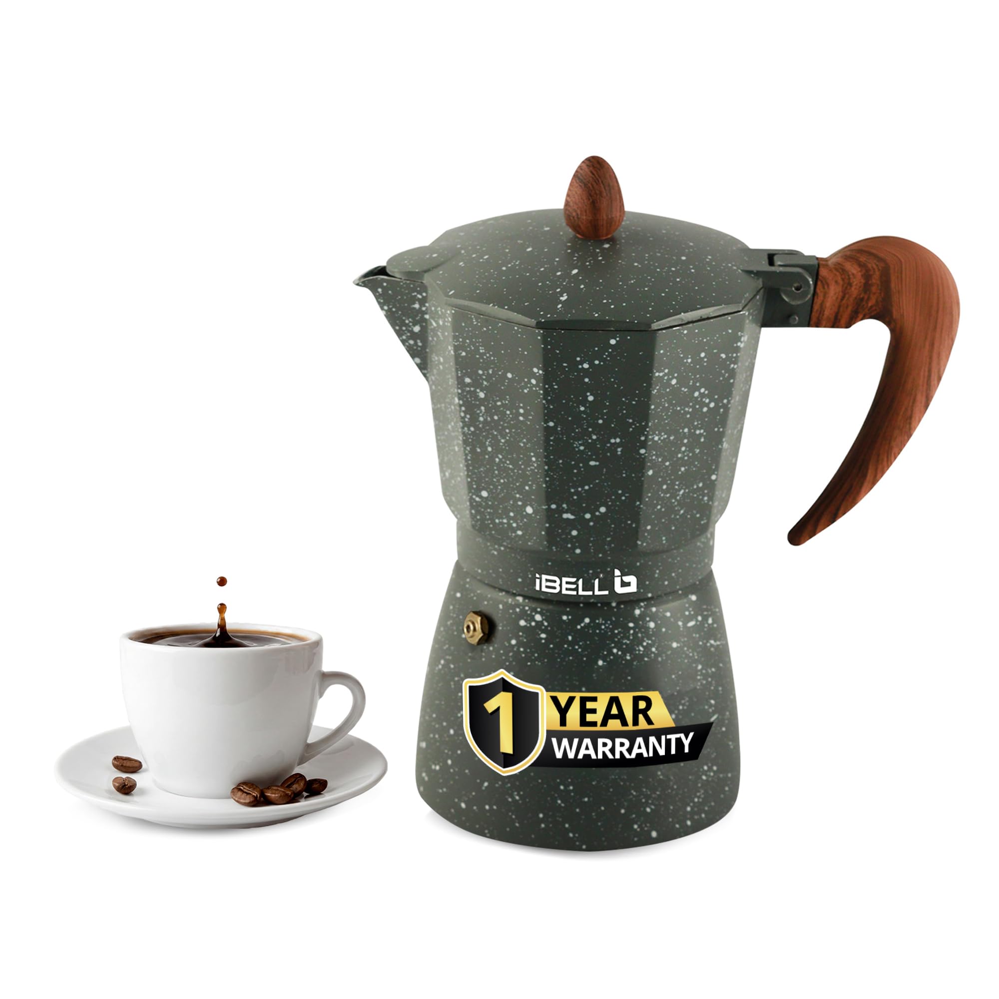 Classic 3 Cup Moka Pot Coffee Maker | Stovetop Espresso Maker | Premium Aluminium Italian Style Percolator | Permanent Filter, Cool Handle | Grey (MP3370S)