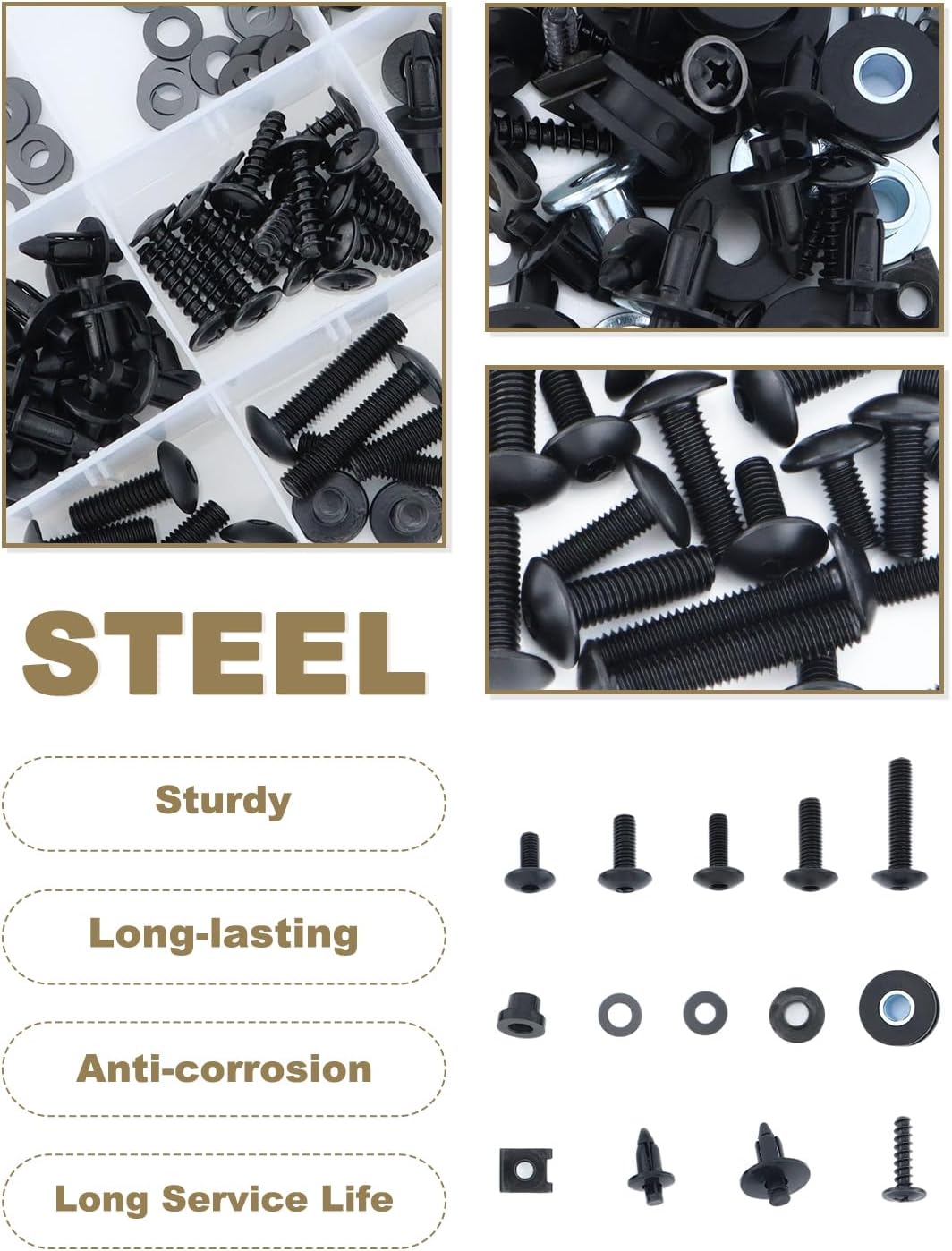 Complete Fairing Bolt Kits Fit for YZF-R6 2008-2016 YZF R6 Full Set Cowling Bolt Fairing Screws Mounting Kit Washer Nut Replacement