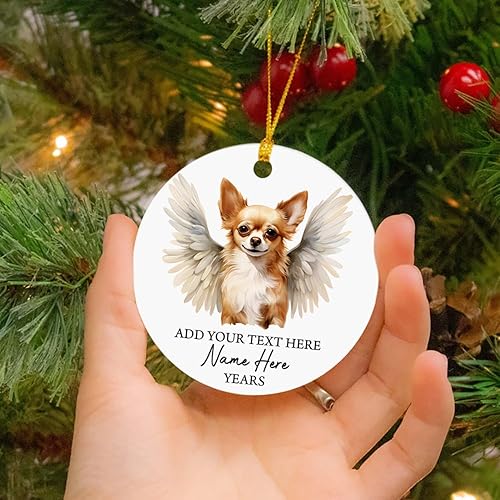 Vista 88 de Adorno conmemorativo personalizado de Bulldog Inglés – Alas de ángel, regalo de Navidad personalizado para perro, mamá y papá Adorno de Bulldog