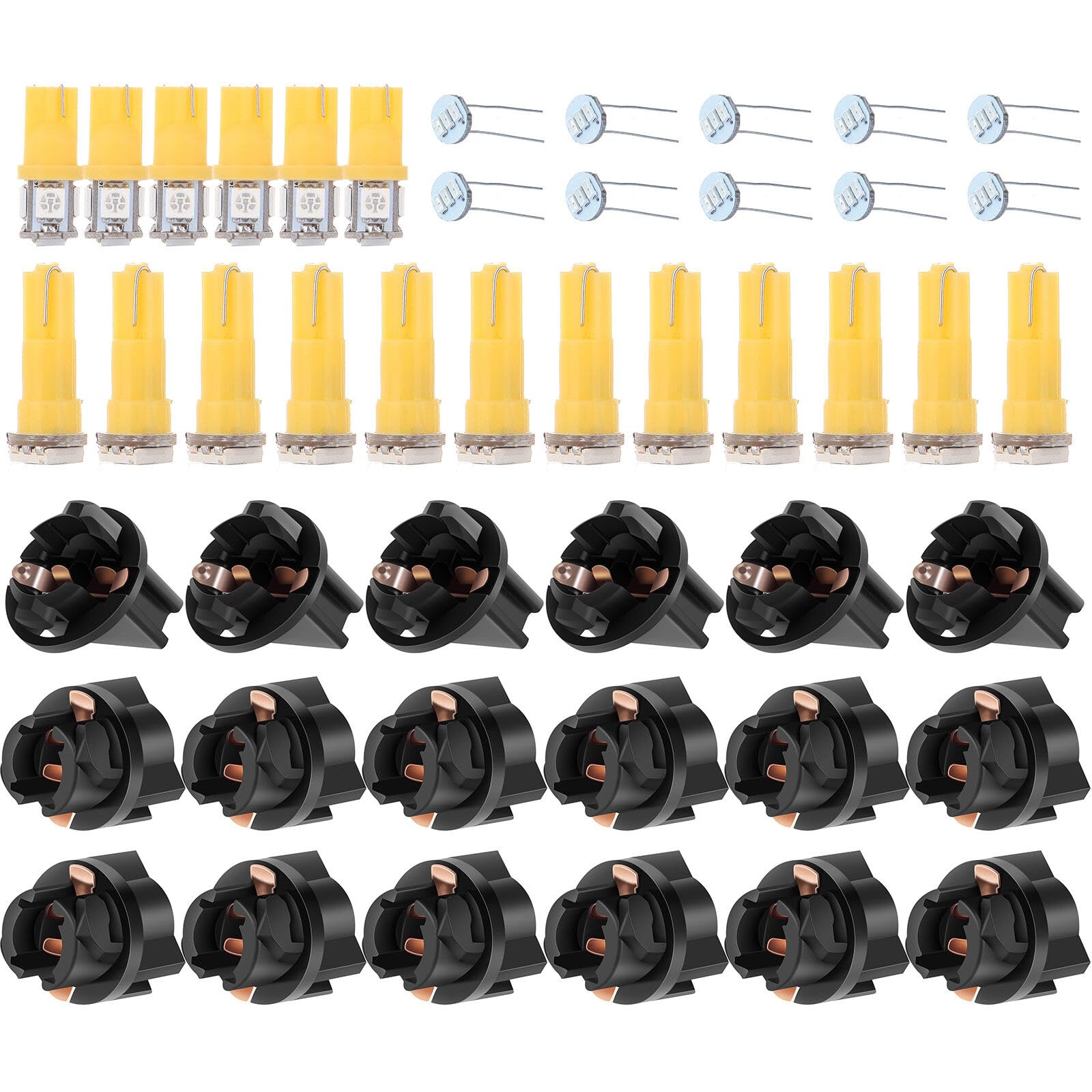 ECCPP Instrument Cluster Dash Panel Lights with Twist Lock Socket T10 5-5050-SMD-Yellow T10 Twist Lock T5-1-5050-SMD-Yellow W5W 147 152 158 159 161