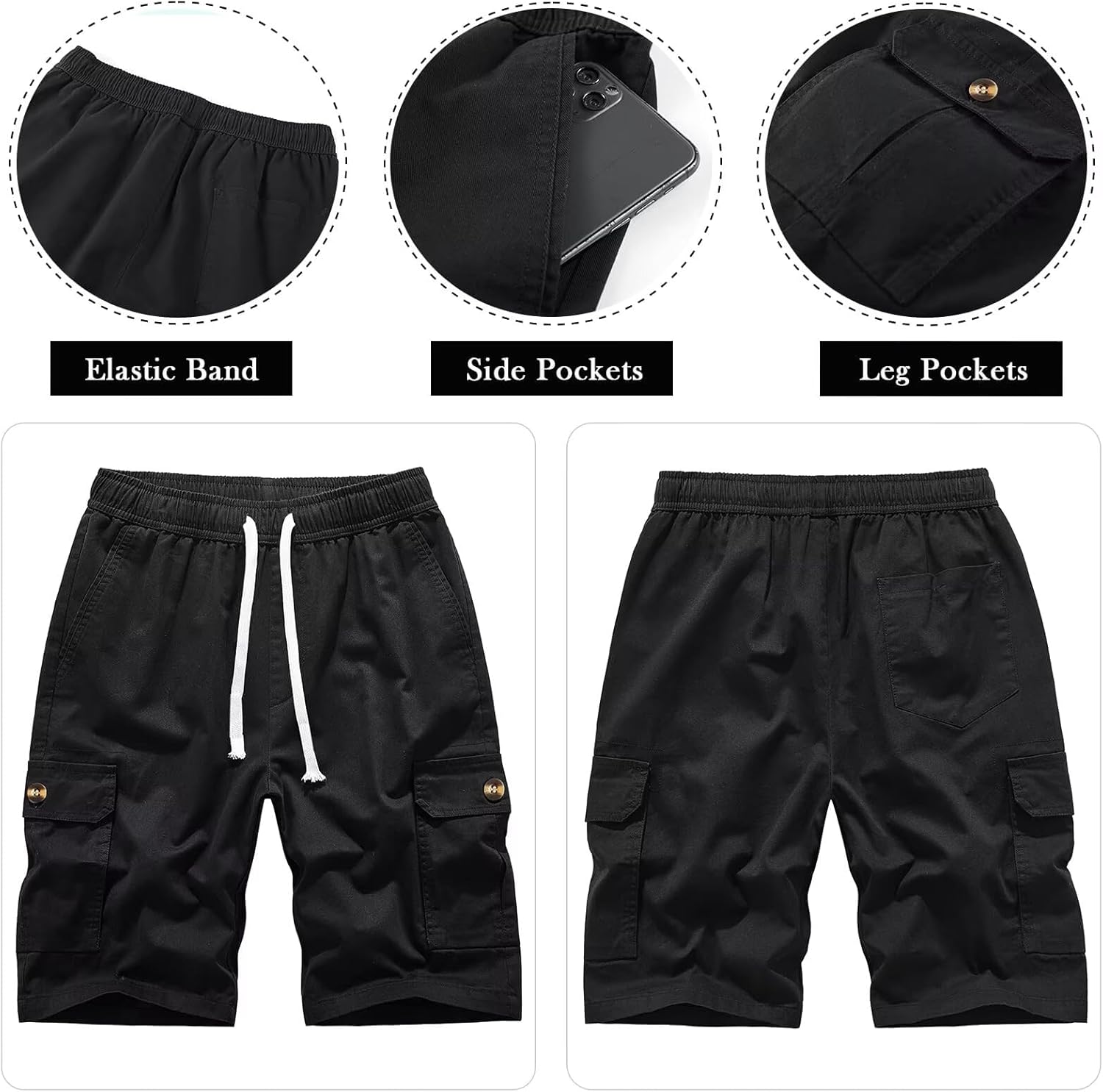 Msmsse Womens Cargo Hiking Shorts Summer Casual Drawstring Knee Length Shorts for Women - Image 2