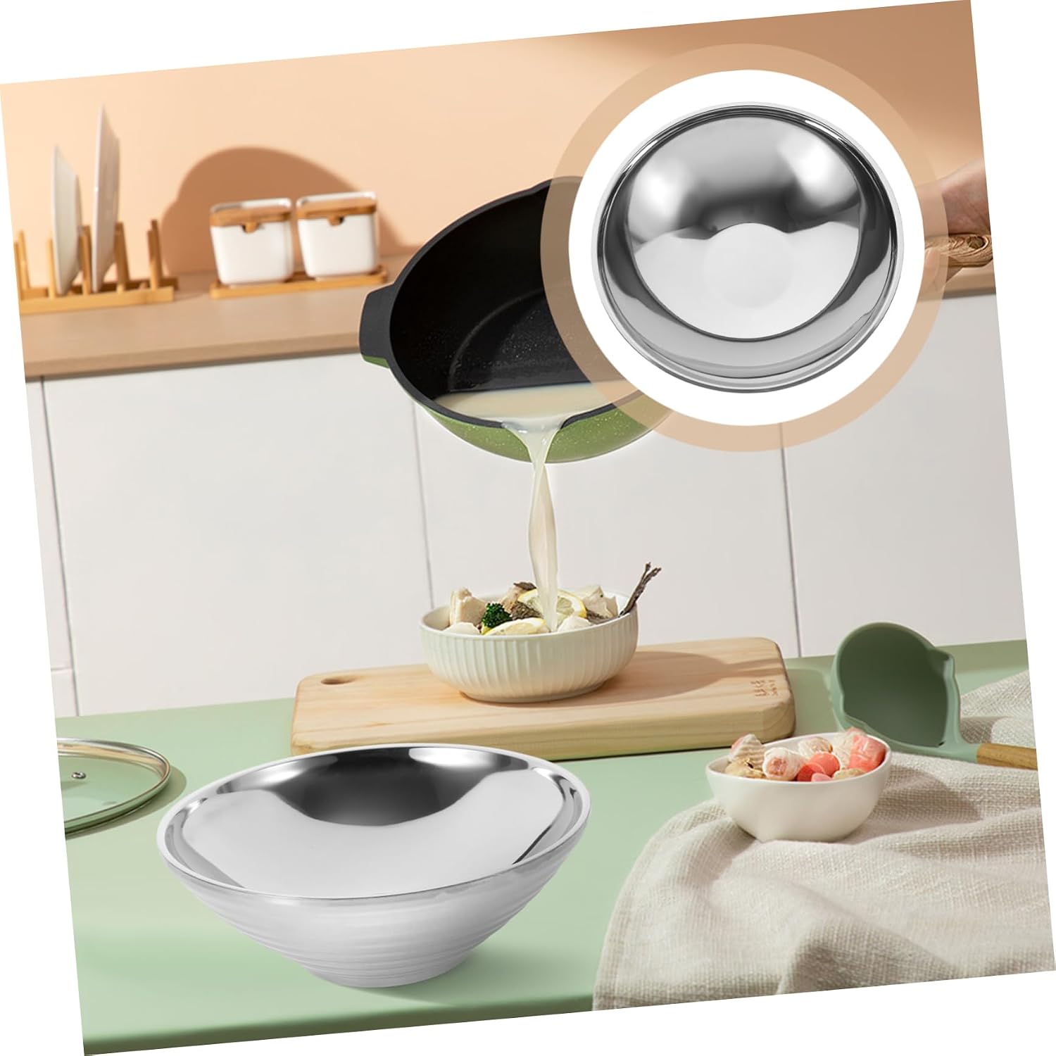 Stainless Steel Ramen Bowl Xmas for Serving Parties Silver
