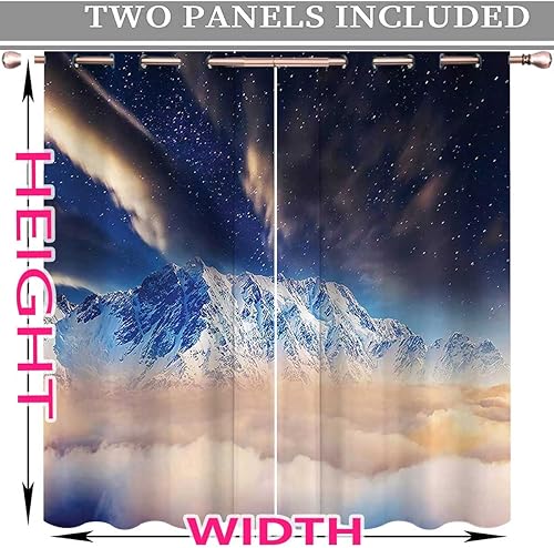 Miniatura 4 de Cortinas espaciales para sala de estar, 2 paneles de cortinas azules y blancas, decoración verde azulado, 72 pulgadas de ancho x 72 pulgadas de alto