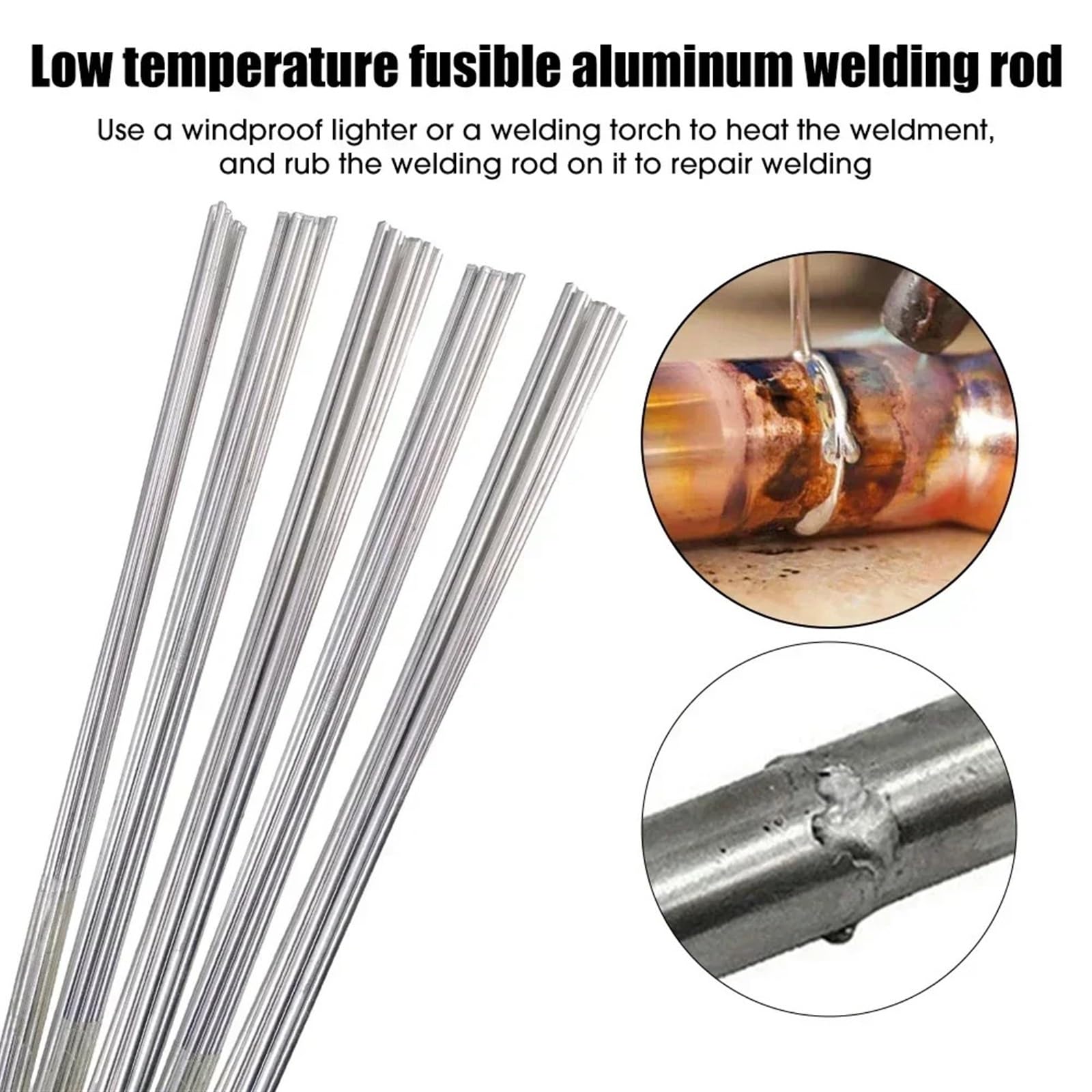 Varilla De Soldadura 200/10x piezas Varillas de soldadura de fácil fusión a temperatura Varilla de soldadura universal Varilla de alambre con núcleo de plata de aluminio Kits de agente de barra de sol