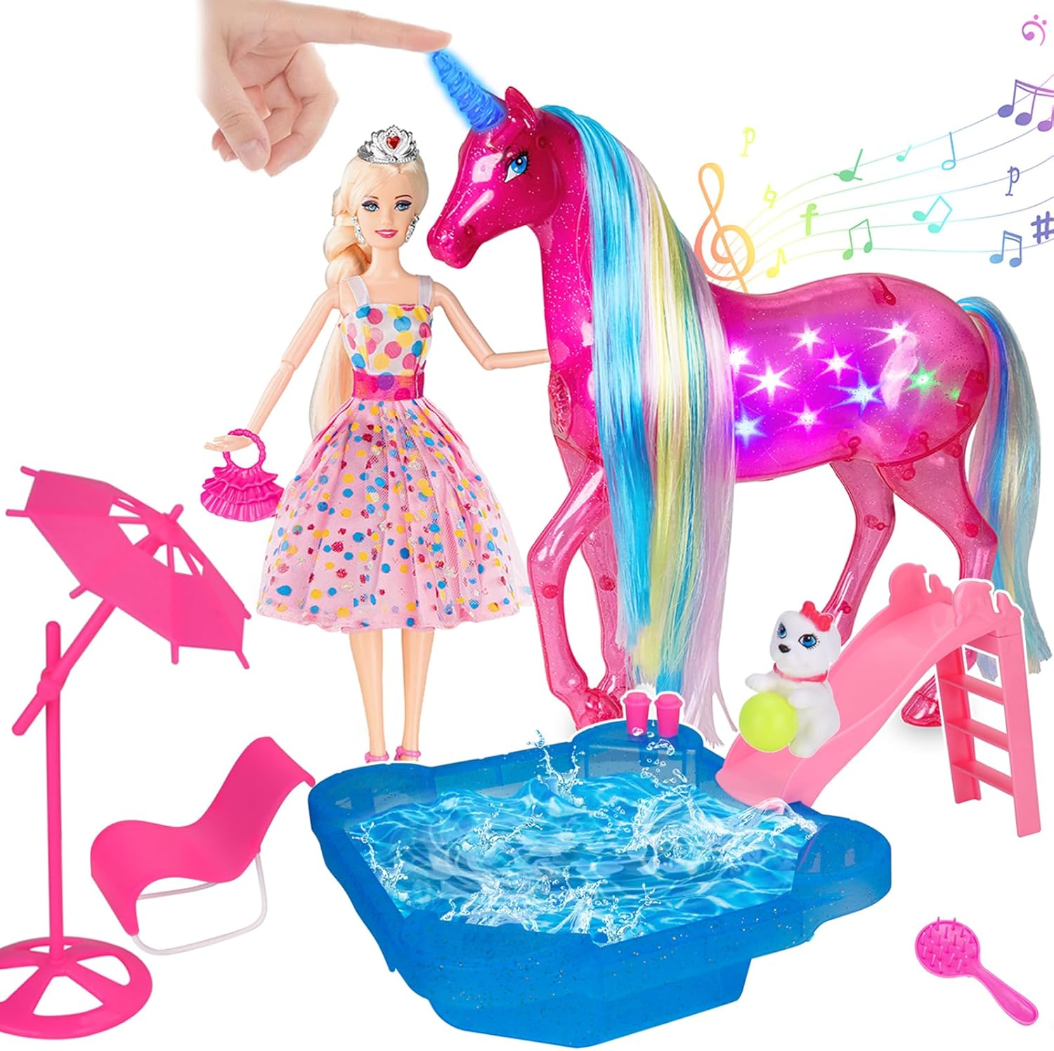 BETTINA Pool Playset & Large Magical Unicorn Set Bundle