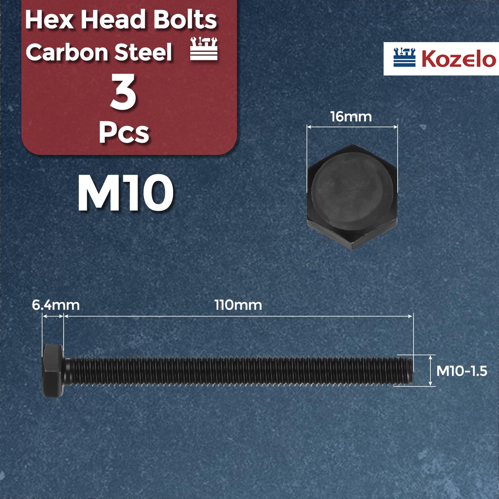 Kozelo 3 Pcs Hex Head Screws Bolts - Image 2