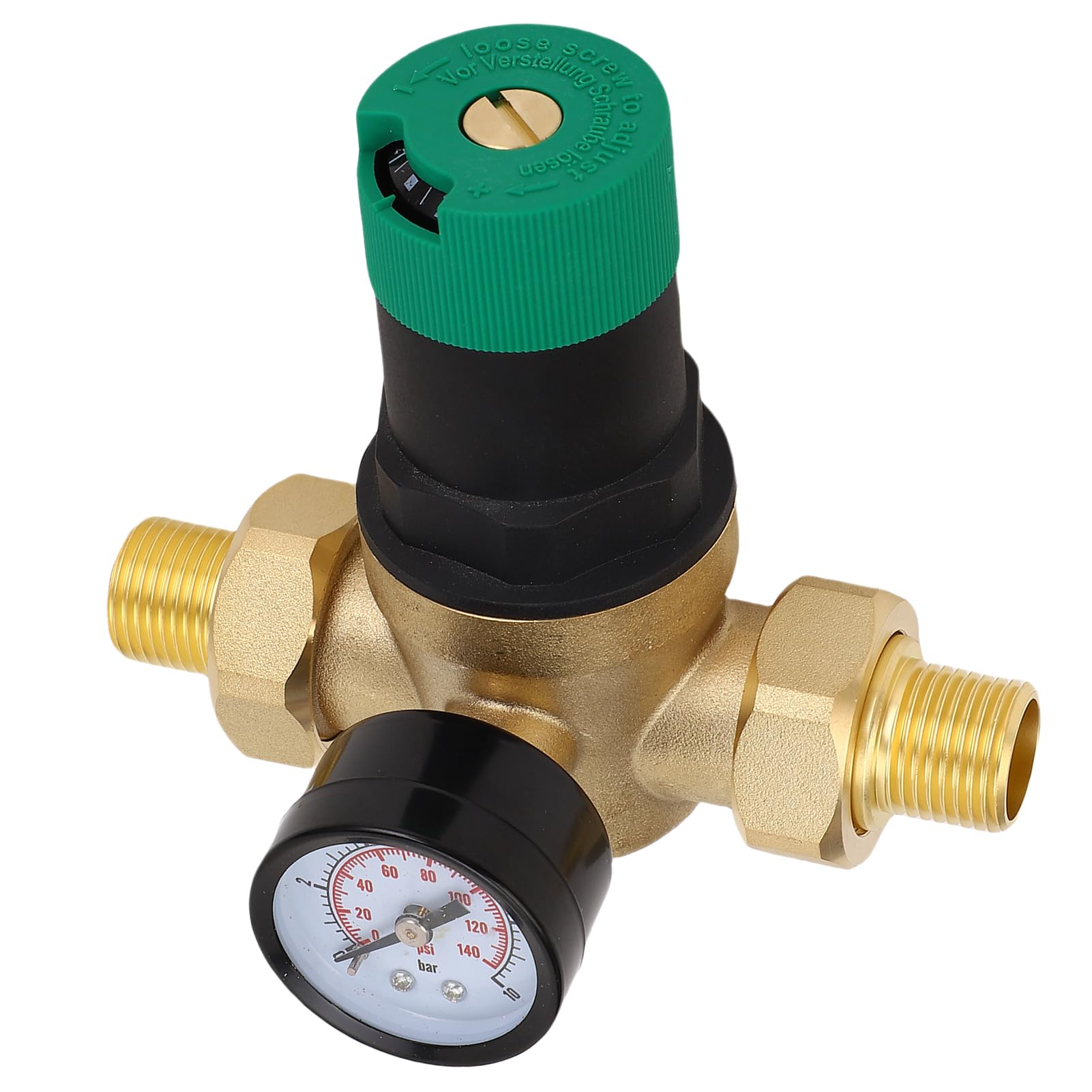 Regolatore di Pressione dell'acqua in Ottone con Misuratore di Pressione 0-60Mpa | Riduttore di dell'acqua Regolabile per Purificatore, Riscaldatore e Rubinetto | 3/4 Pollici (3/4 pollici
