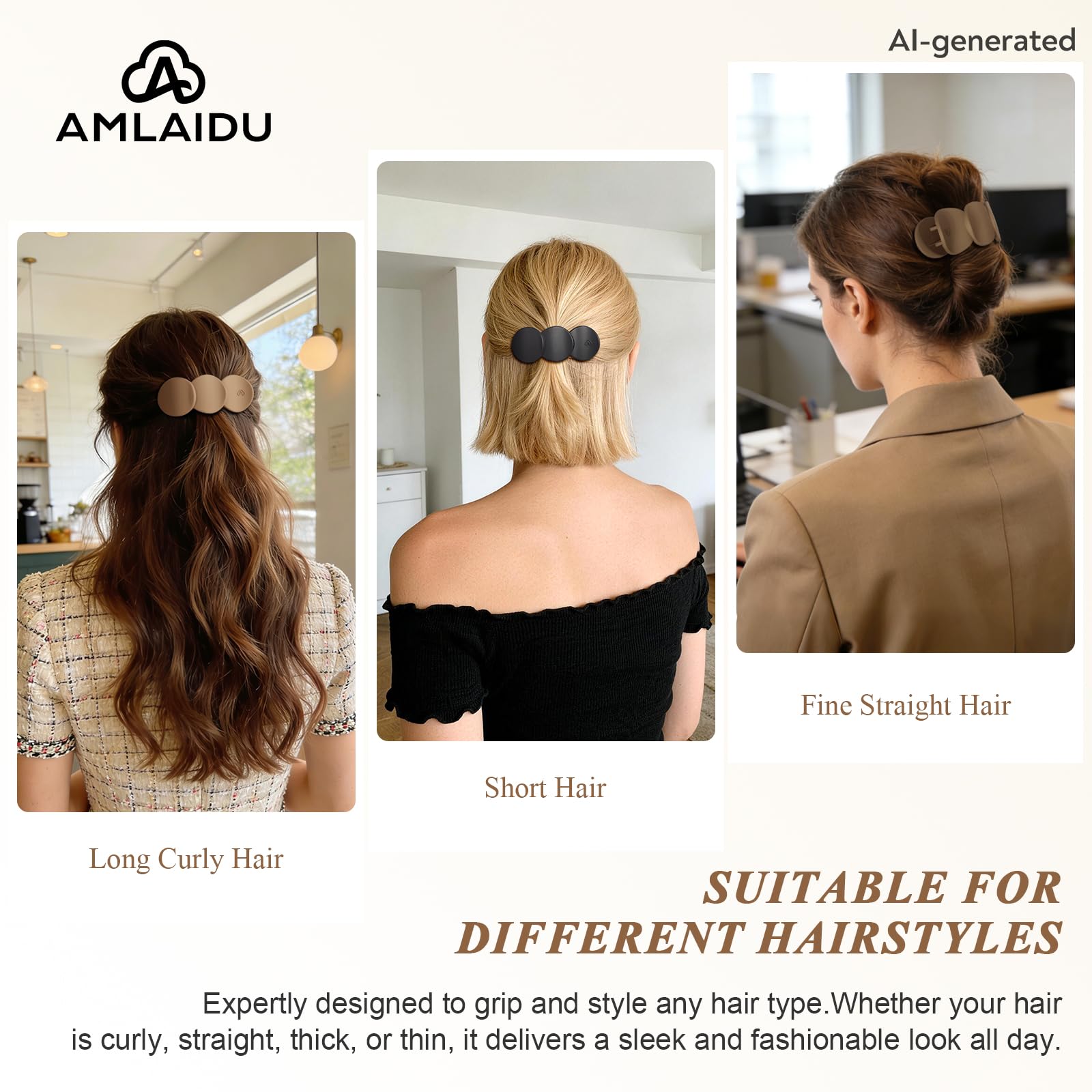 Flat Hair Clips for Women - Claw Clips for Thin Hair -3