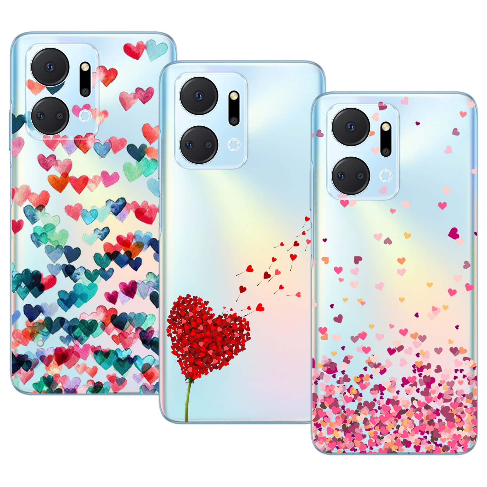 PanXCase Cover per Honor 90 - Custodia 3D Heart Disegni Cute Silicone, Protezione Fotocamera Ragazze Donne Antiurto Antigraffio Case (White