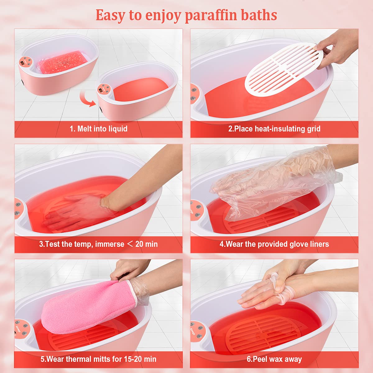 Paraffin Wax Machine for Hand and Feet, Digital Paraffin Wax Bath with Heat Adjustability, 2 Modes 5L Large Capacity Fit for Men and Women, 3lb Paraffin Wax for Hand and Foot Spa - Pink : Beauty & Personal Care