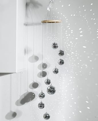 AceList Disco Ball Decor Sun Catcher Hanging Spiral Spinner 35 Inch Handmade Spiral Design with Big Disco Balls for Window Home Party Wedding Birthday Decoration, Indoor Use